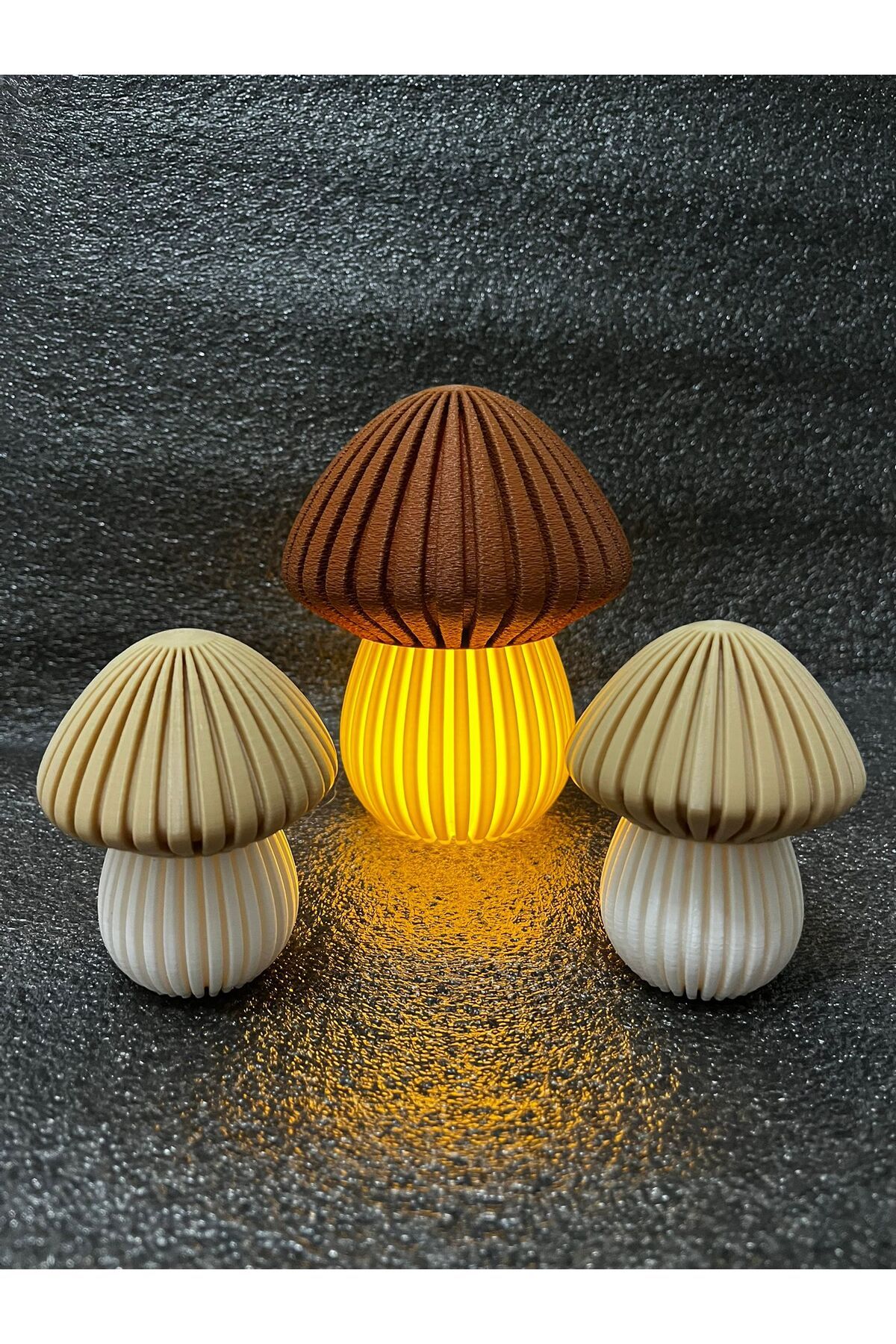 Printorium Dekoratif Işıklı Mantar Biblo Seti , Tealight Led Mumlu