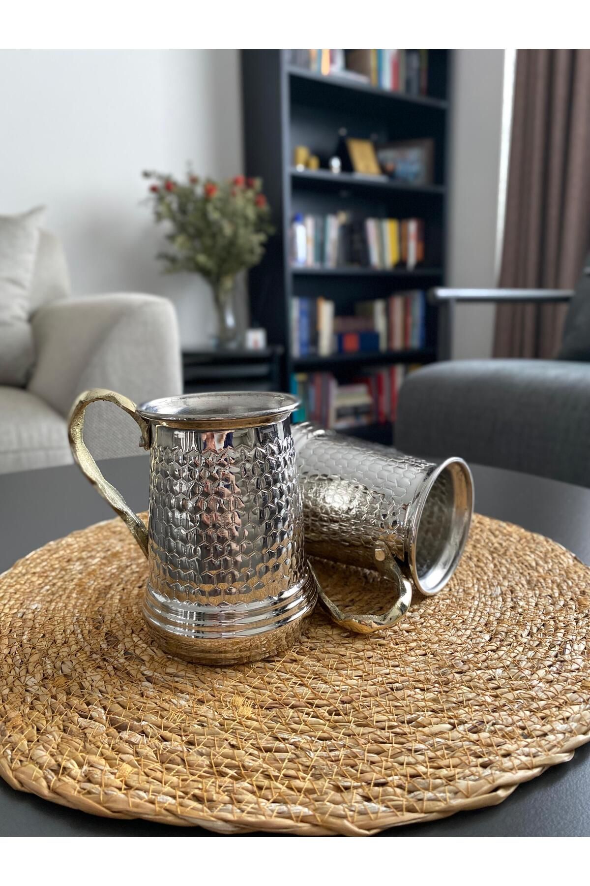 Layla Copper Gümüş Renkli Bakır Petek Desenli Bardak