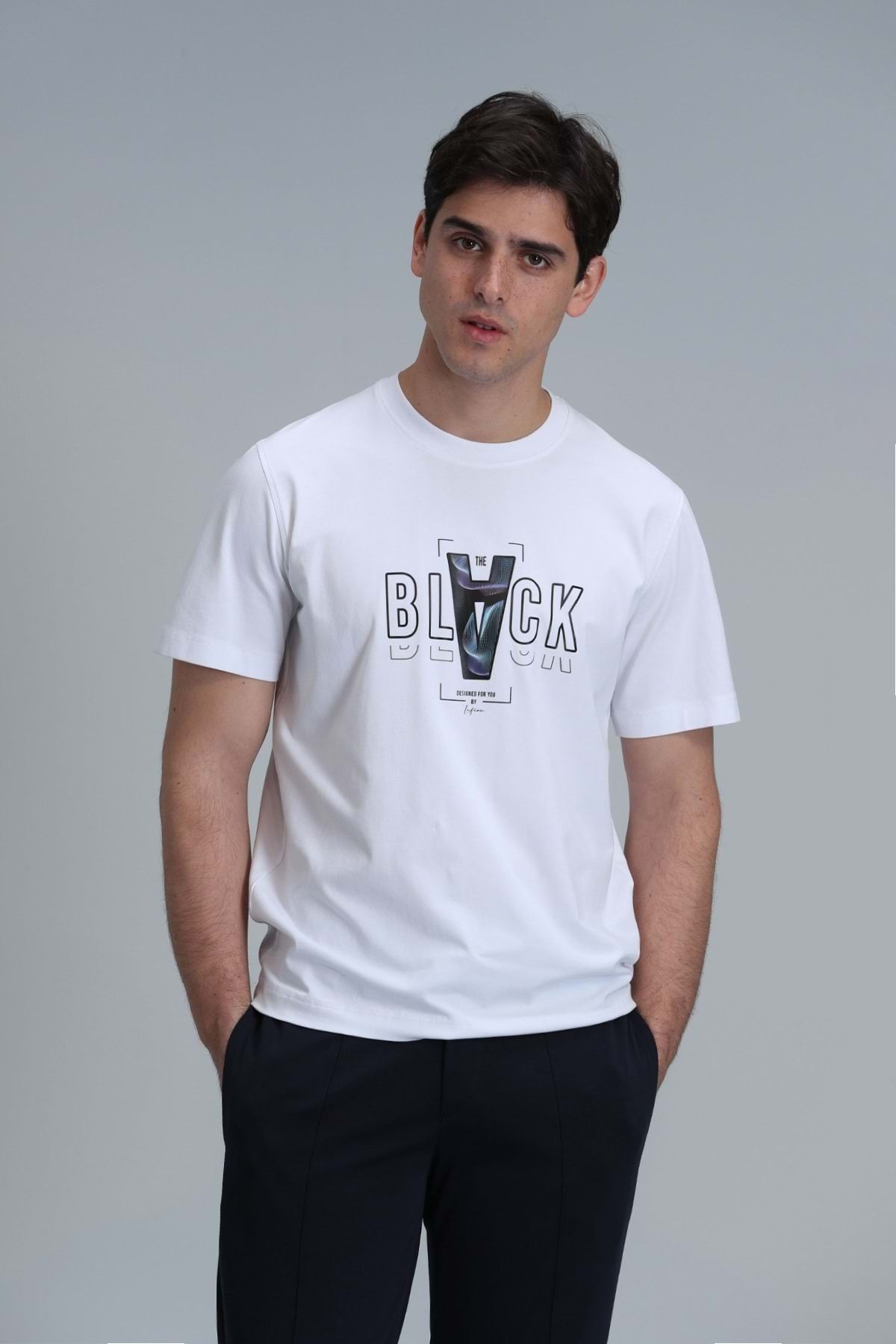 Kocamanlar Ayakkabı Lufian 111020199 Adrıan Modern Grafik Tişört Erkek T-Shirt BEYAZ