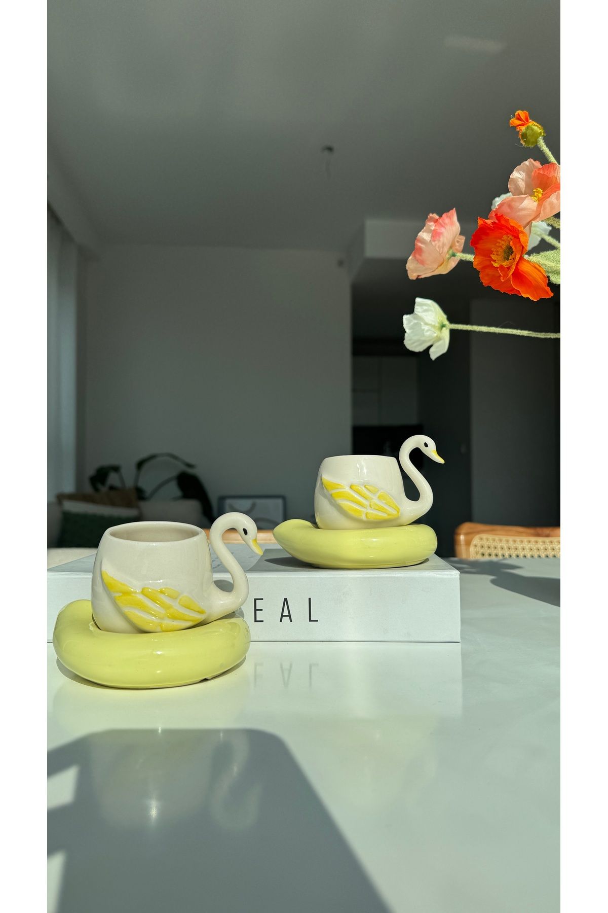 Karat Home El Yapımı Seramik 2’li Kuğu Fincan Takımı