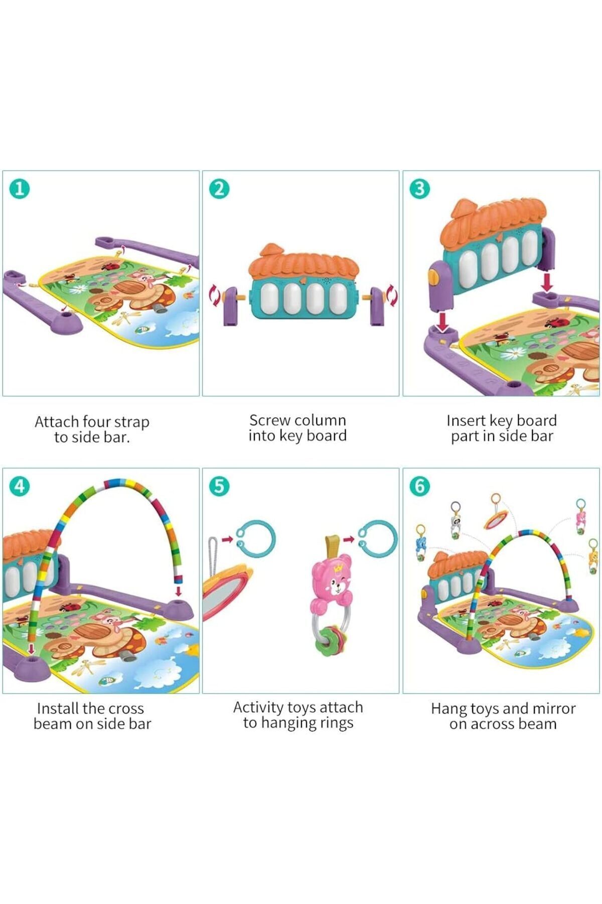 🎹🧸 بساط وسجادة لعب بيانو للأطفال حديثي الولادة 3×1 – موسيقى وألعاب ترفيهية وتنمية مهارات