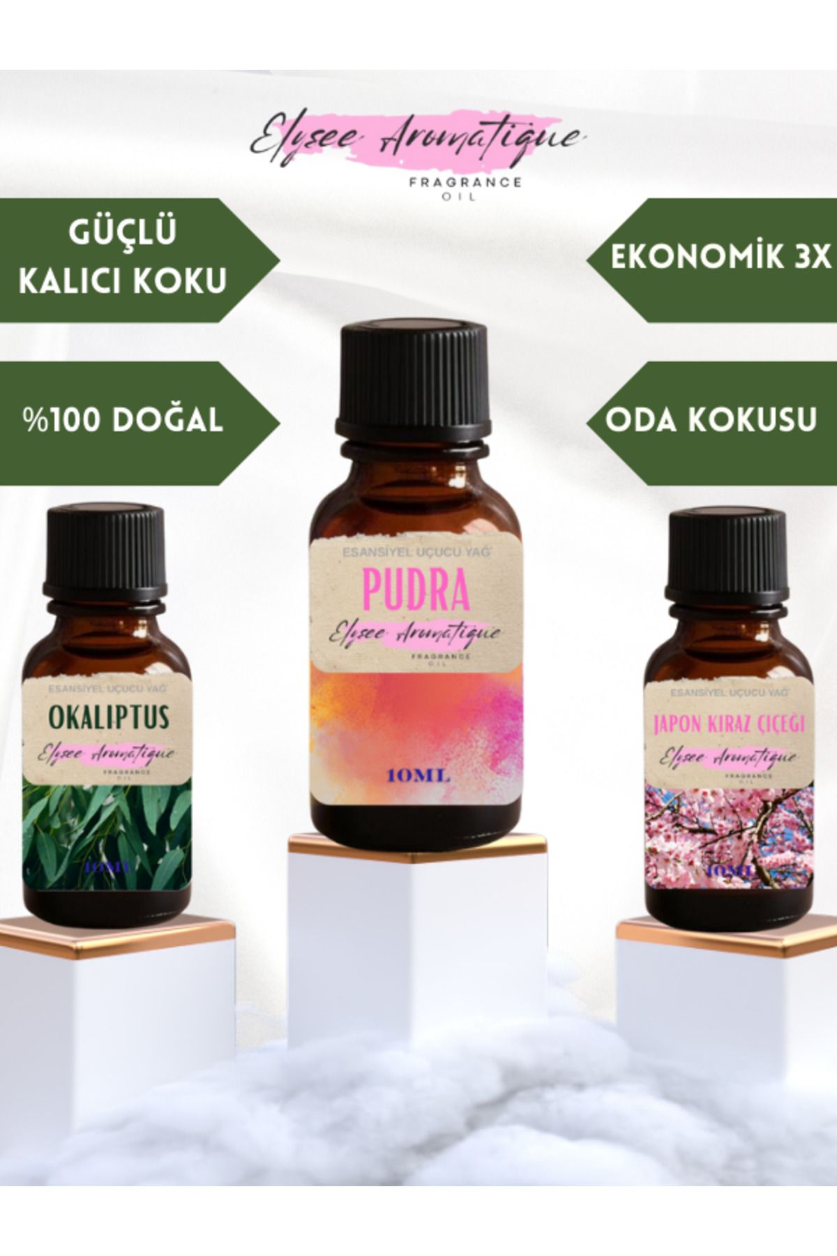Elysee Aromatique 3'lü Set Esansiyel Uçucu Koku Yağı Difüzör Esansı Buhurdanlık Yağı Aromaterapi Yağı
