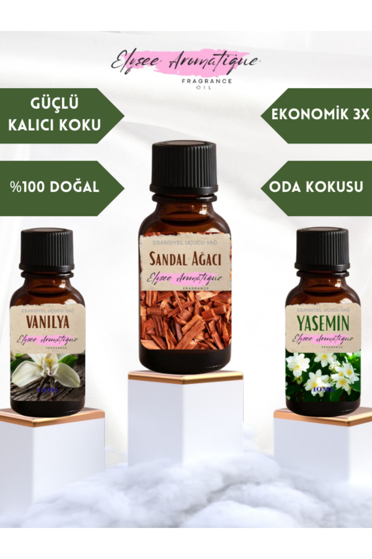 Elysee Aromatique 3'lü Set Esansiyel Uçucu Koku Yağı Difüzör Esansı Buhurdanlık Yağı Aromaterapi Yağı