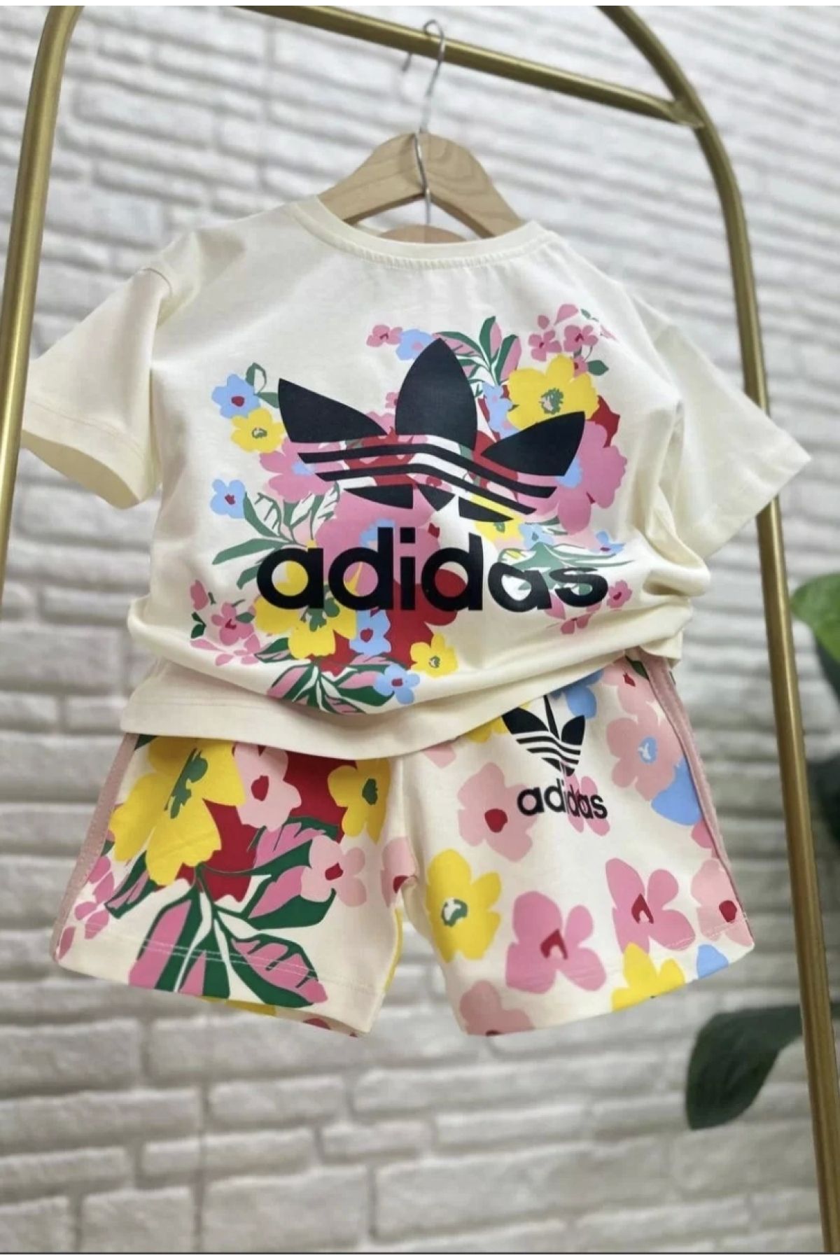Kidmark Çocuk Modası Kız Çocuk Çiçek Baskılı %100 Pamuk Yazlık Takım