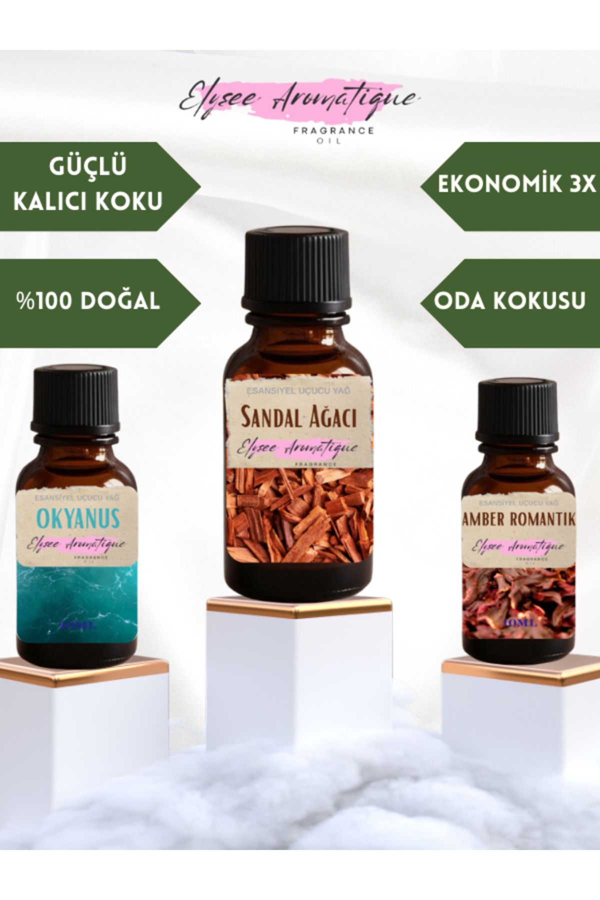 Elysee Aromatique 3'lü Set Esansiyel Uçucu Koku Yağı Difüzör Esansı Buhurdanlık Yağı Aromaterapi Yağı