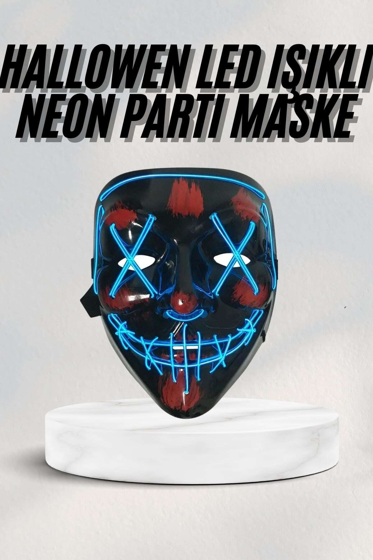 nerede bulurum Led Işıklı Neon Maske Cadılar Bayramı Maskesi Korkunç Korku Maskesi