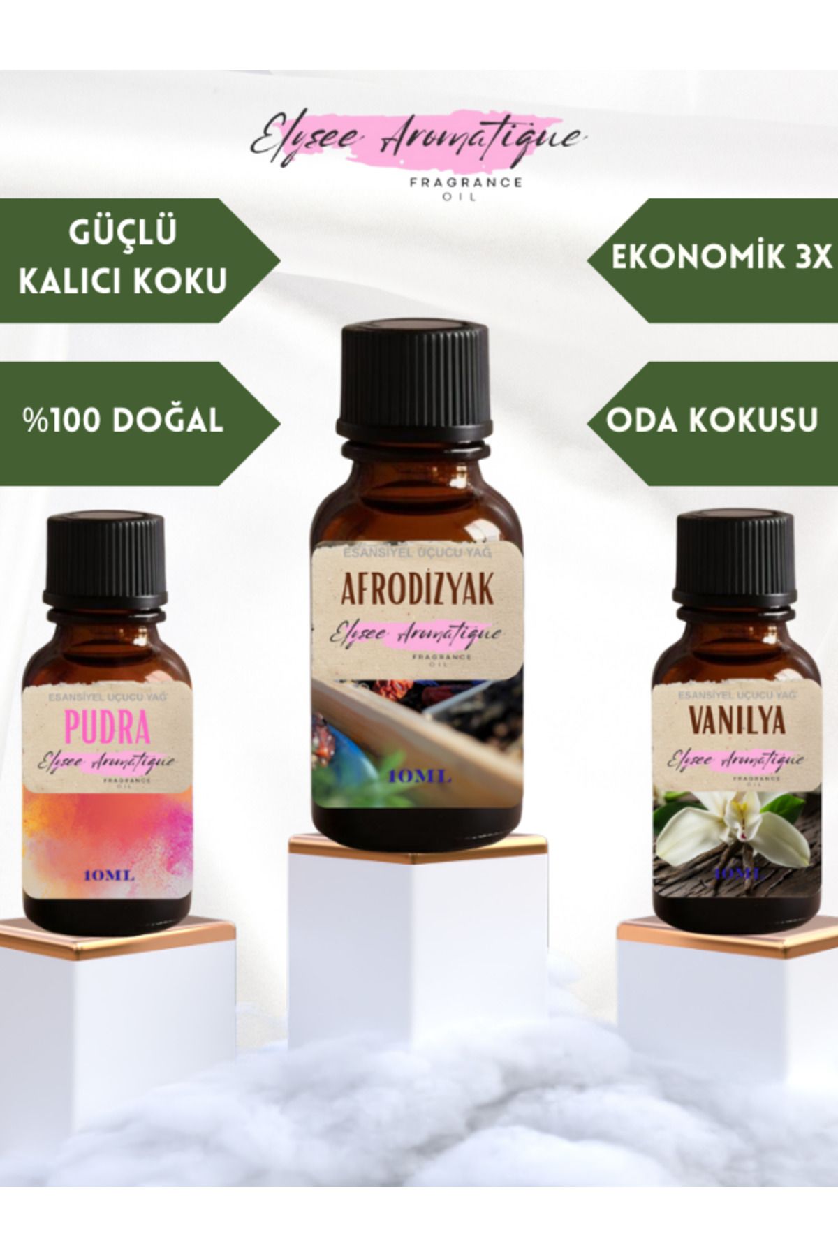 Elysee Aromatique 3'lü Set Esansiyel Uçucu Koku Yağı Difüzör Esansı Buhurdanlık Yağı Aromaterapi Yağı