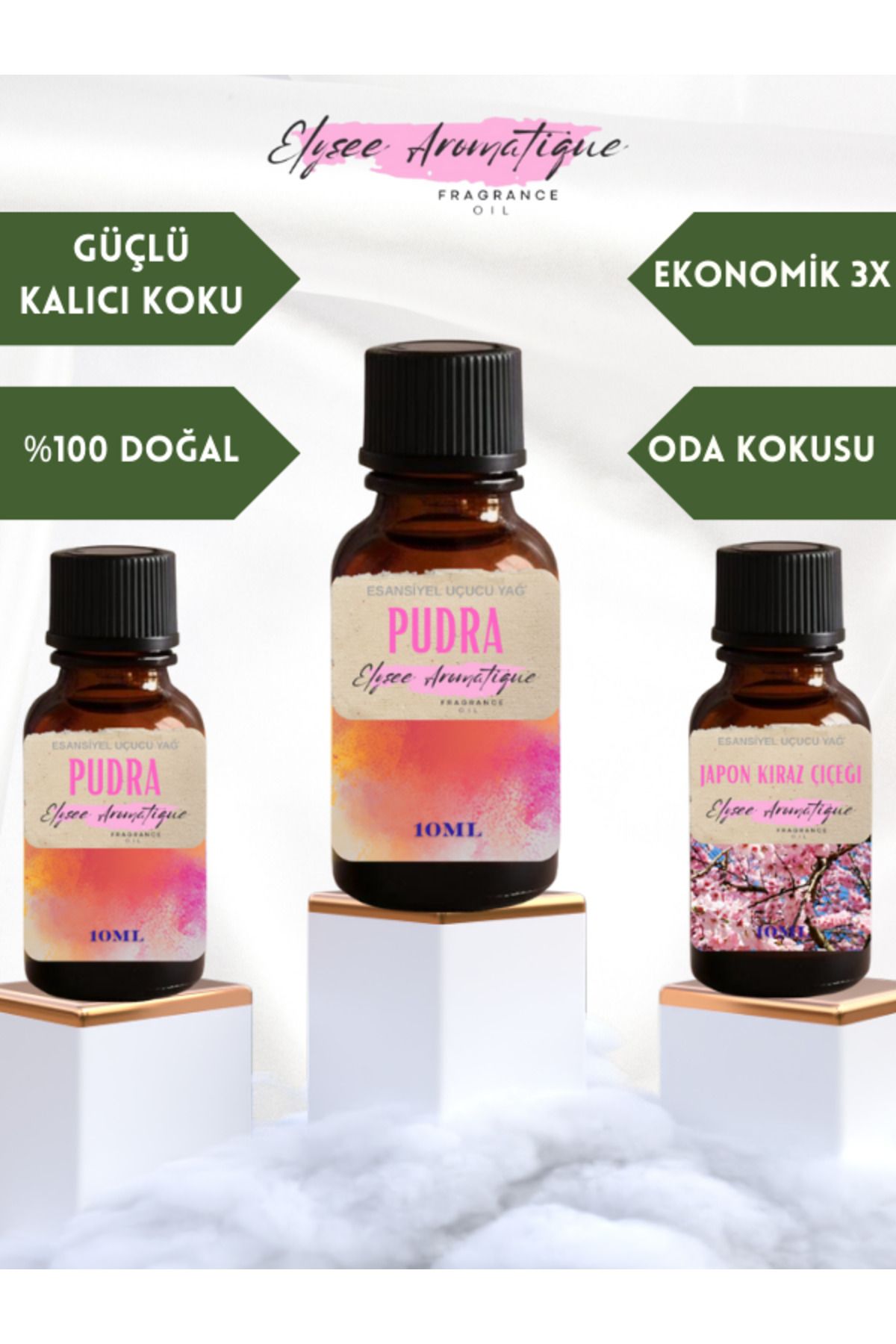 Elysee Aromatique 3'lü Set Esansiyel Uçucu Koku Yağı Difüzör Esansı Buhurdanlık Yağı Aromaterapi Yağı