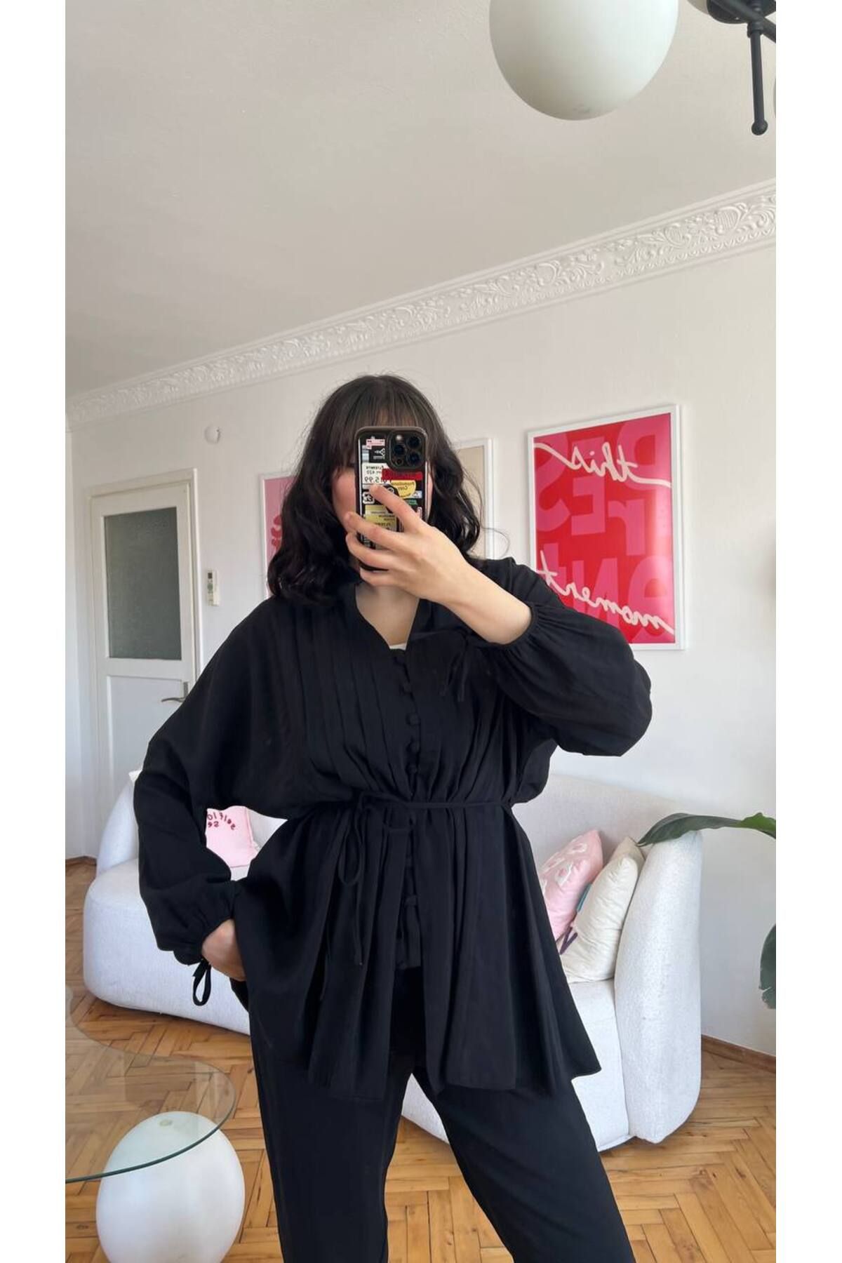 Castivo Fashion Cepli Kuşaklı Piliseli Rahat Kesim 2’li Takım