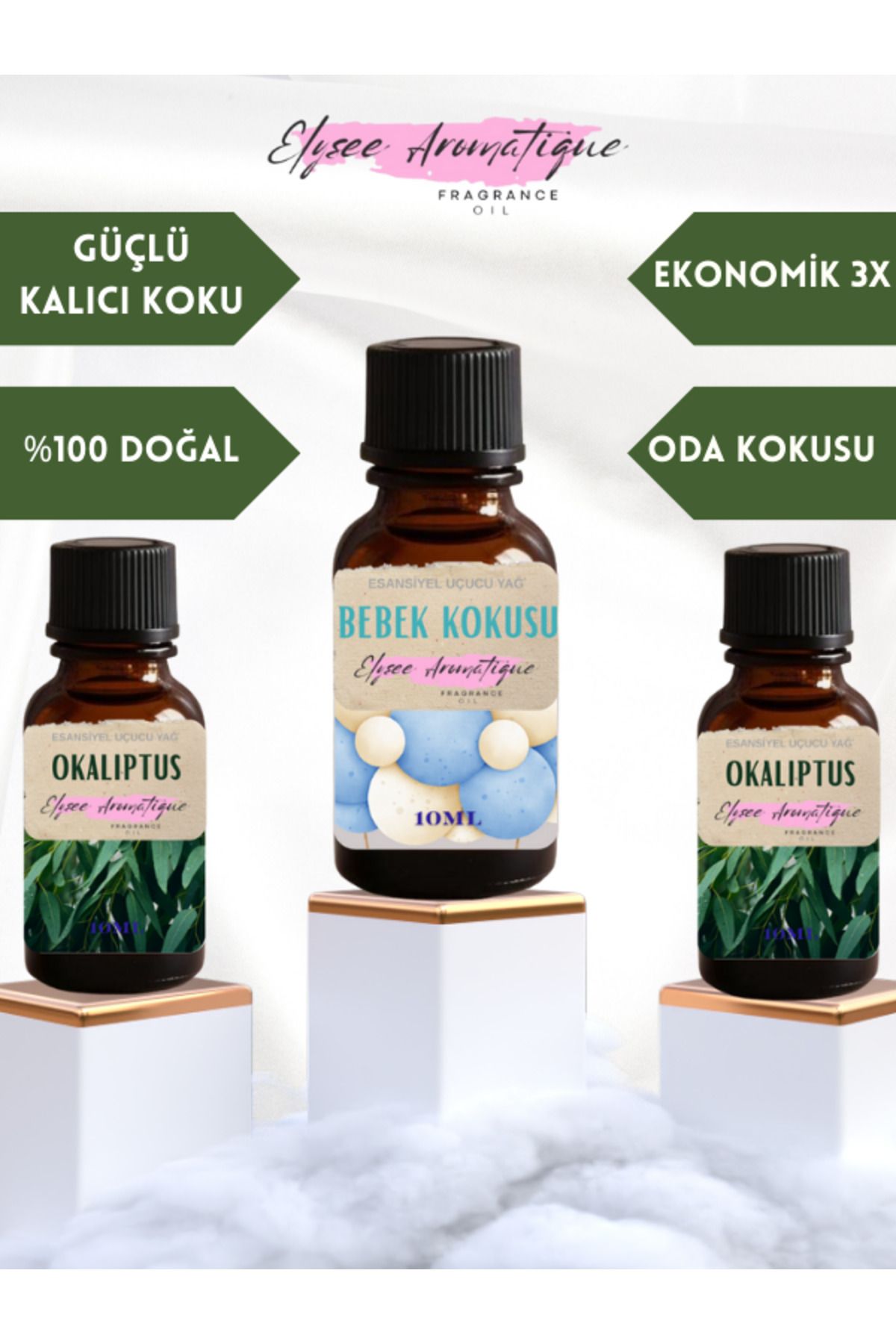 Elysee Aromatique 3'lü Set Esansiyel Uçucu Koku Yağı Difüzör Esansı Buhurdanlık Yağı Aromaterapi Yağı