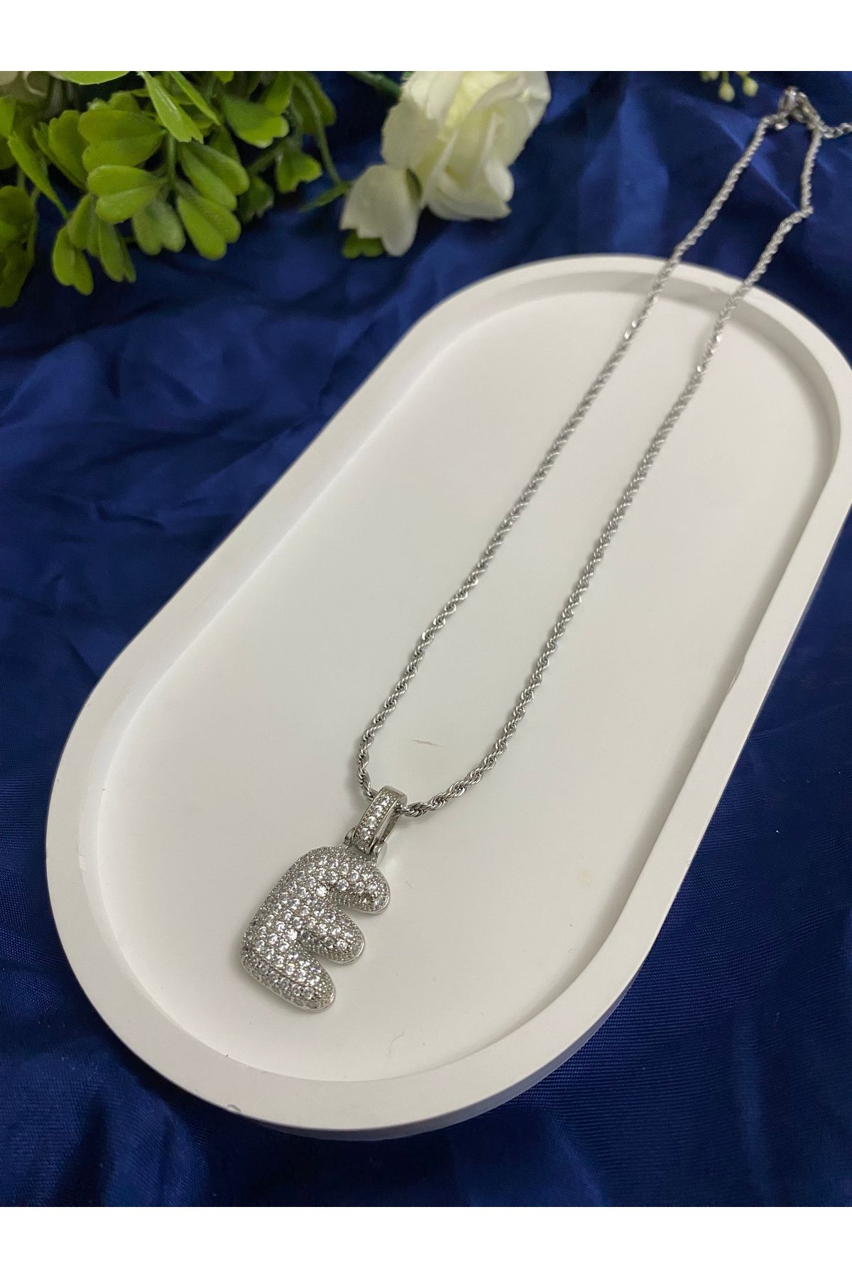 asem jewelry ÇELİK E HARF KOLYE
