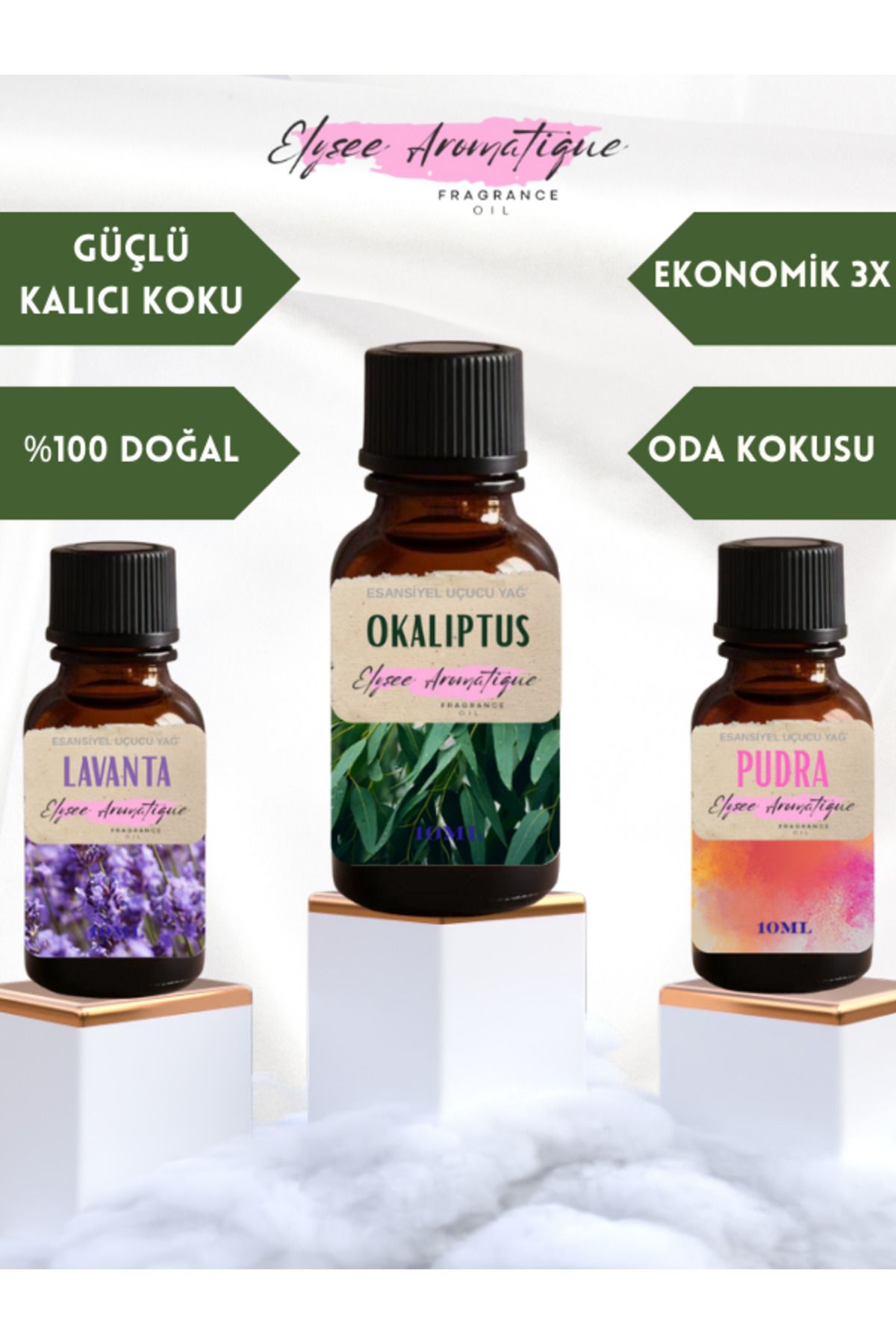 Elysee Aromatique 3'lü Set Esansiyel Uçucu Koku Yağı Difüzör Esansı Buhurdanlık Yağı Aromaterapi Yağı