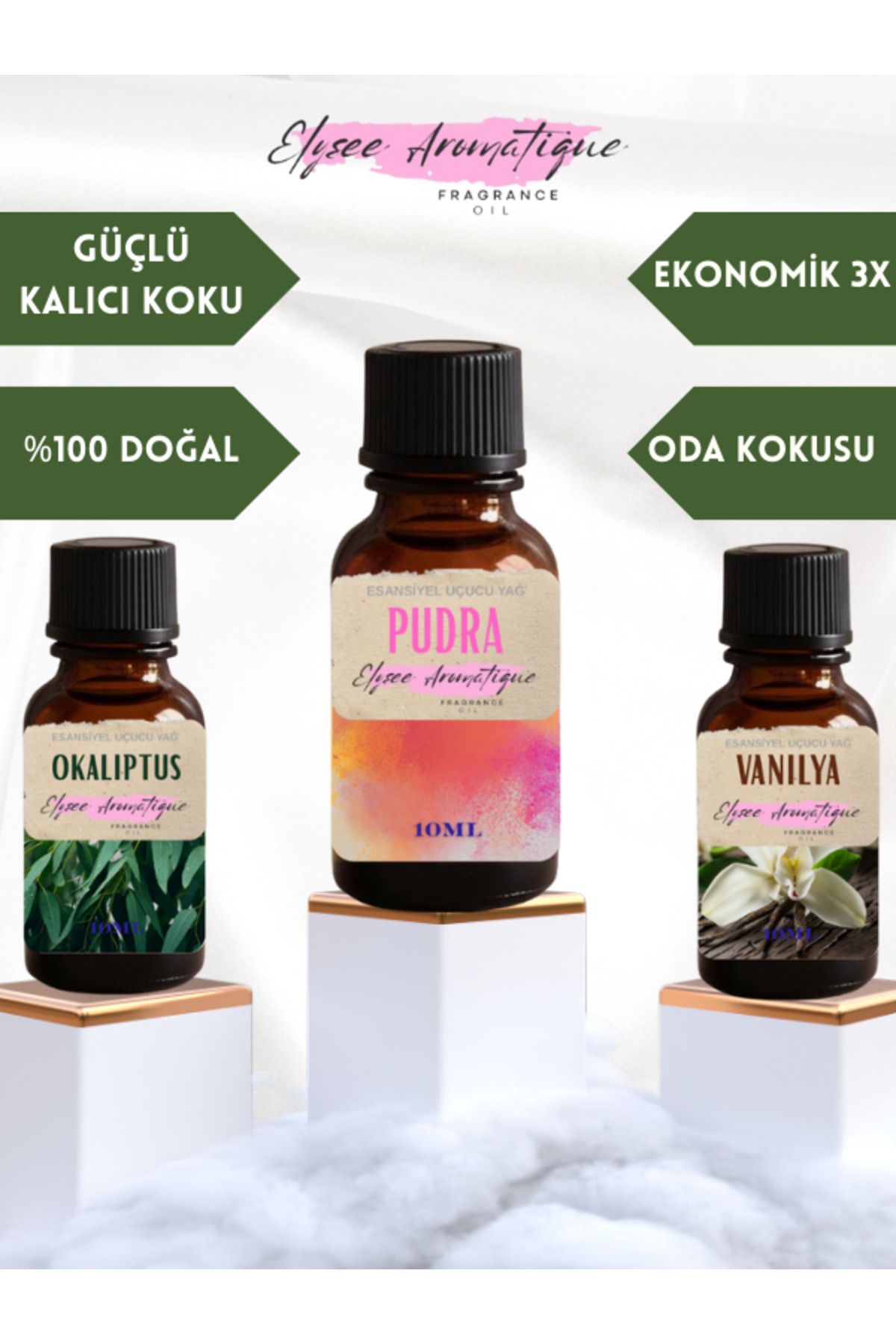 Elysee Aromatique 3'lü Set Esansiyel Uçucu Koku Yağı Difüzör Esansı Buhurdanlık Yağı Aromaterapi Yağı