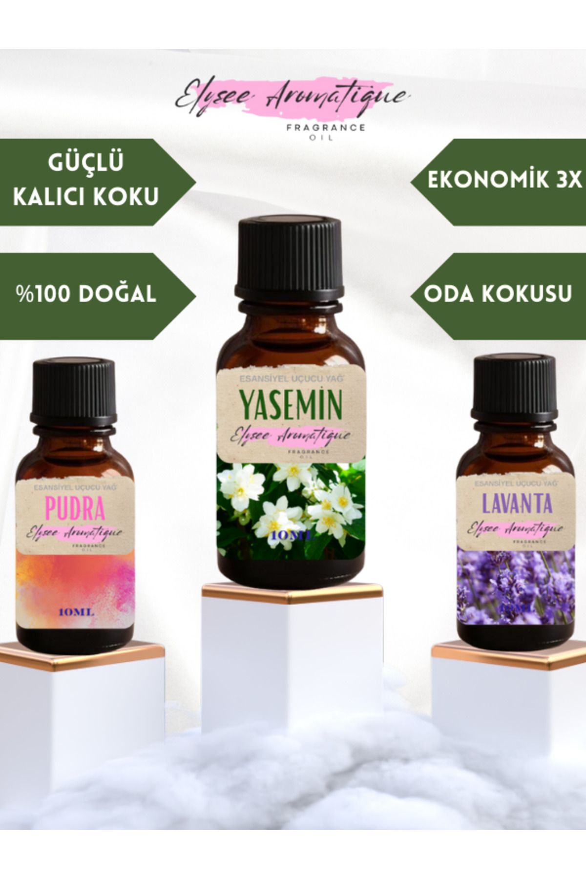 Elysee Aromatique 3'lü Set Esansiyel Uçucu Koku Yağı Difüzör Esansı Buhurdanlık Yağı Aromaterapi Yağı