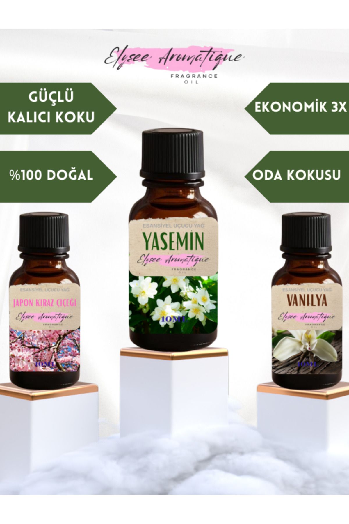 Elysee Aromatique 3'lü Set Esansiyel Uçucu Koku Yağı Difüzör Esansı Buhurdanlık Yağı Aromaterapi Yağı