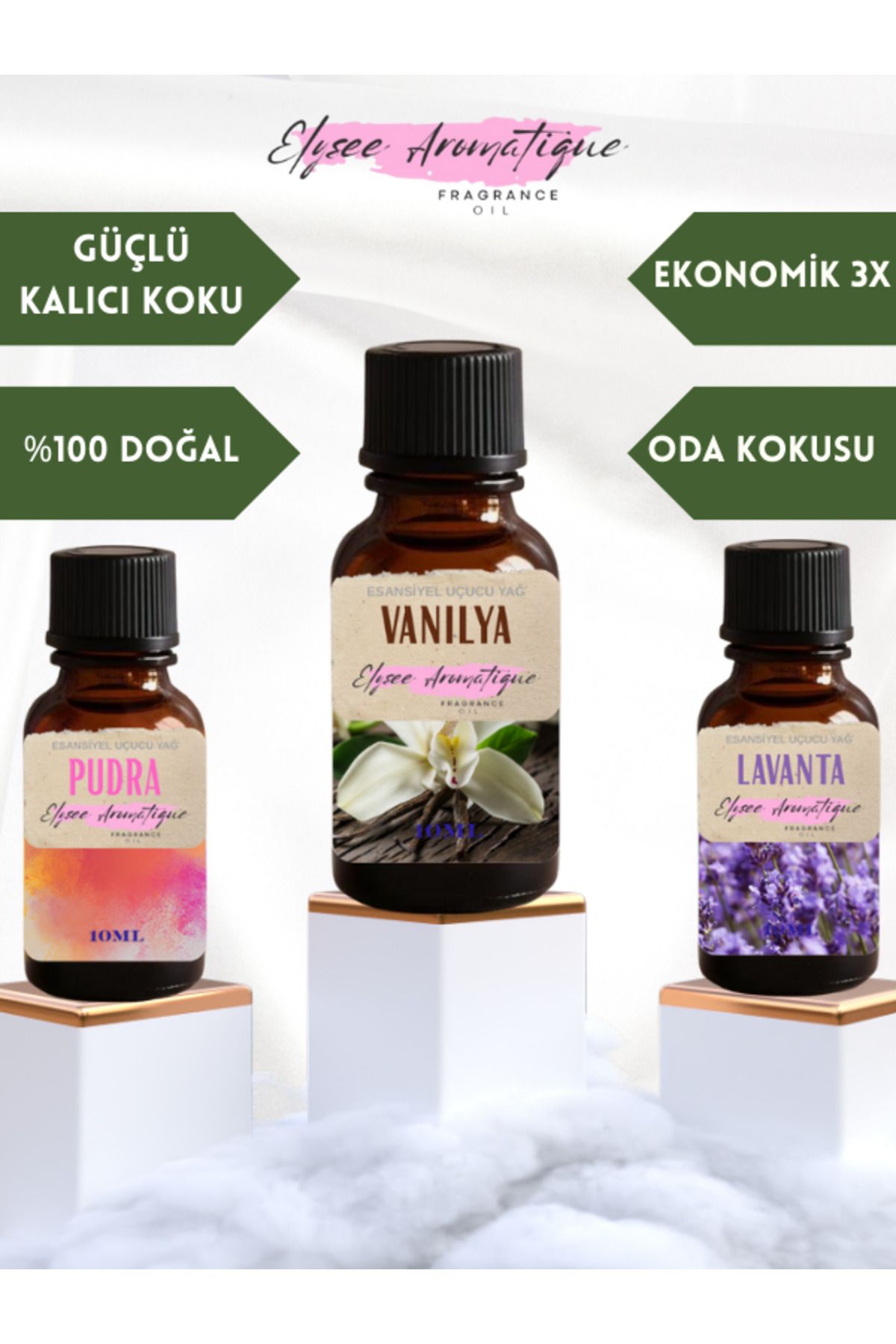 Elysee Aromatique 3'lü Set Esansiyel Uçucu Koku Yağı Difüzör Esansı Buhurdanlık Yağı Aromaterapi Yağı