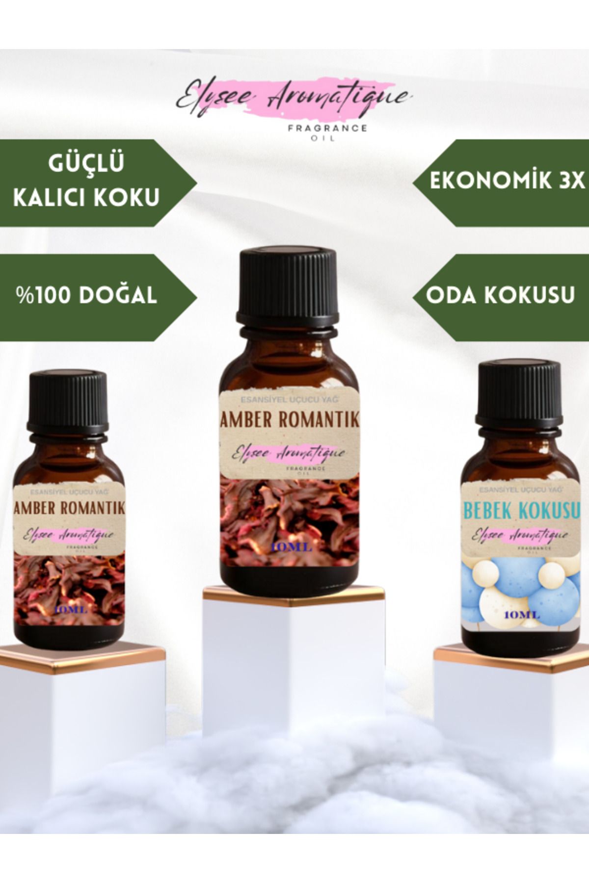 Elysee Aromatique 3'lü Set Esansiyel Uçucu Koku Yağı Difüzör Esansı Buhurdanlık Yağı Aromaterapi Yağı