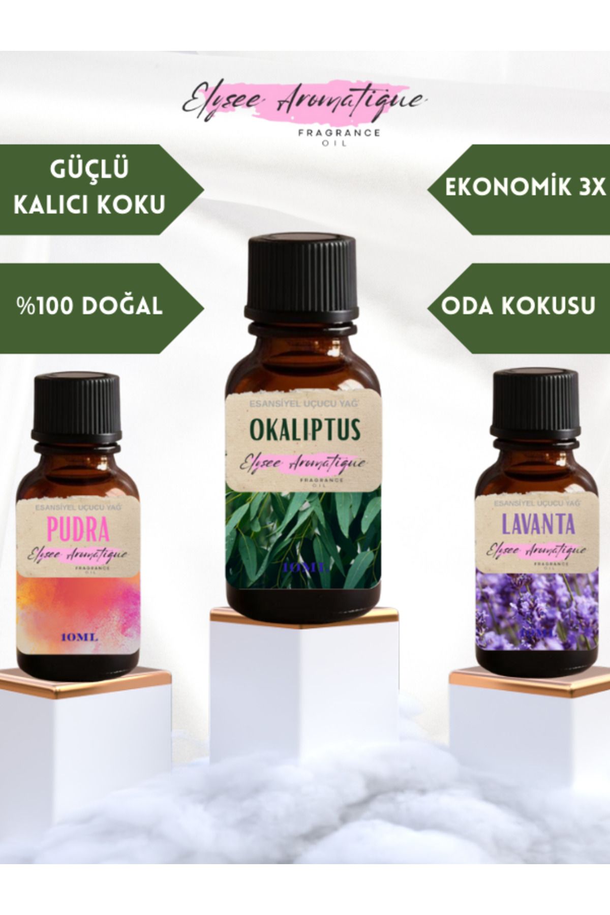Elysee Aromatique 3'lü Set Esansiyel Uçucu Koku Yağı Difüzör Esansı Buhurdanlık Yağı Aromaterapi Yağı