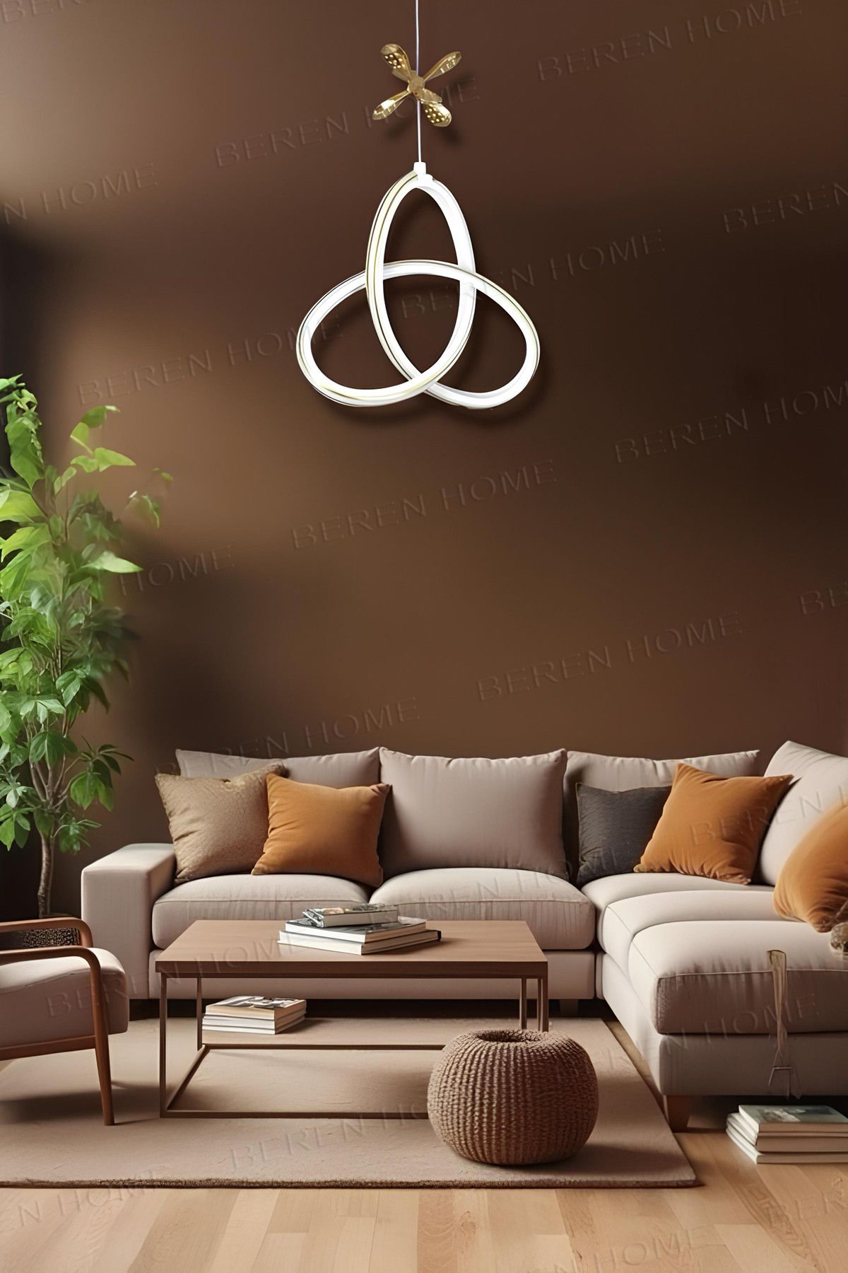 BEREN HOME Melis White Gold Tek Renk Modern Sarkıt Led Avize