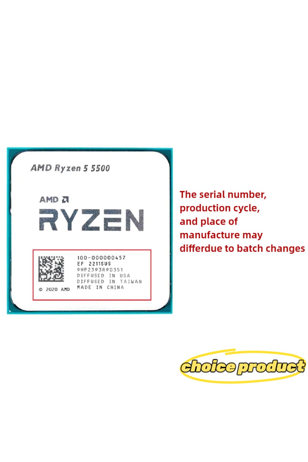 Choice-Amd Ryzen 5 5500 R5 5500 3.6ghz 6-core 12-thread Cpu Processor 7nm L3=16m 100-000000457 Socket Am... 4