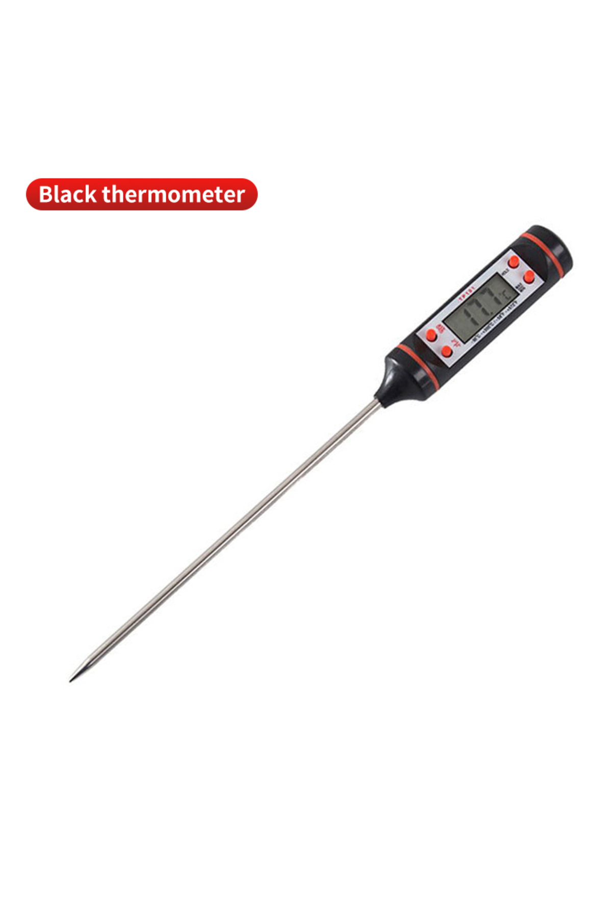 Choice Black Kitchen Food Baking Digital Thermometer Electronic Probe Type Digital Display Liquid Grill The