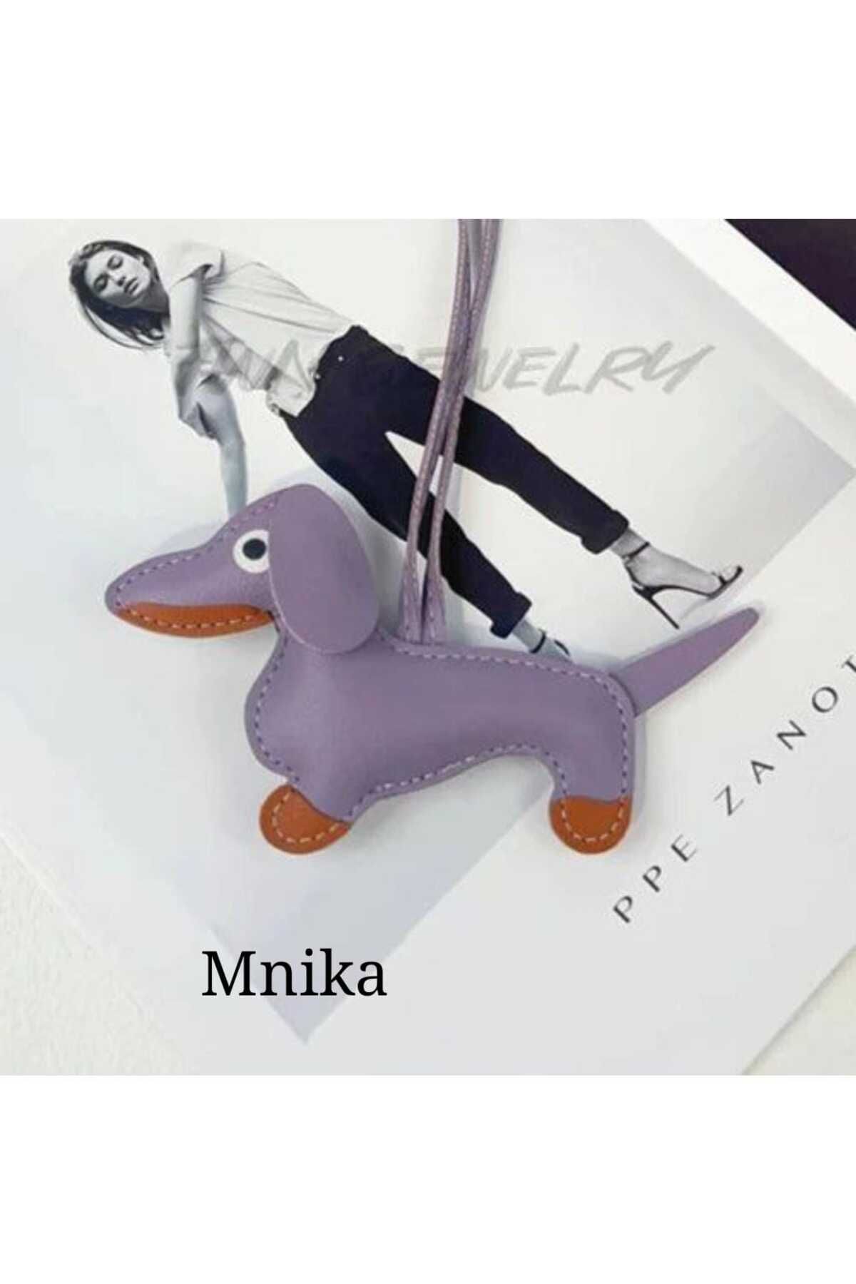 Anelli Kadın, Sevimli Köpek Figürlü Çanta Süsü – Pembe Dachshund Tasarım Anahtarlık & Charm Aksesuar