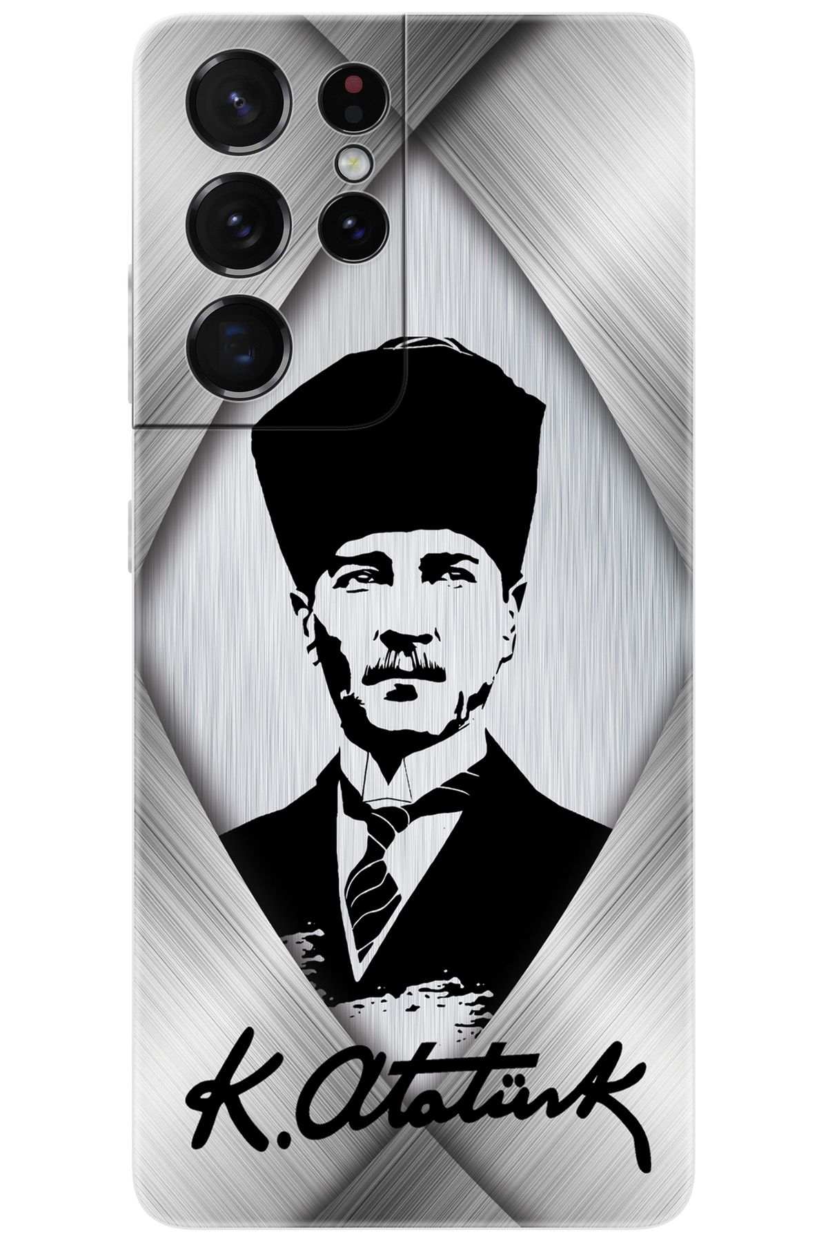 Ceppare Samsung Galaxy S21 ULTRA (SM-G998B) Uyumlu Kılıf Desenli Silikon Atatürk Tasarım STK:402 CP-0sihbF1