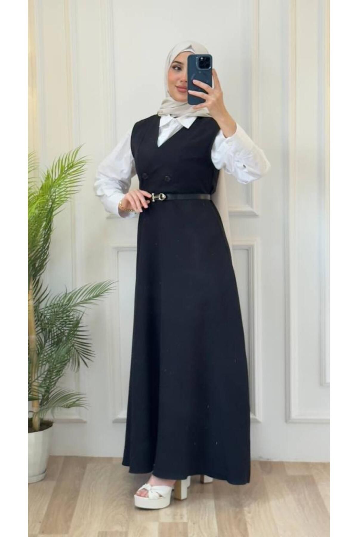 Tebrikler tekstil kadın şık tesettürlü elbise model G2845