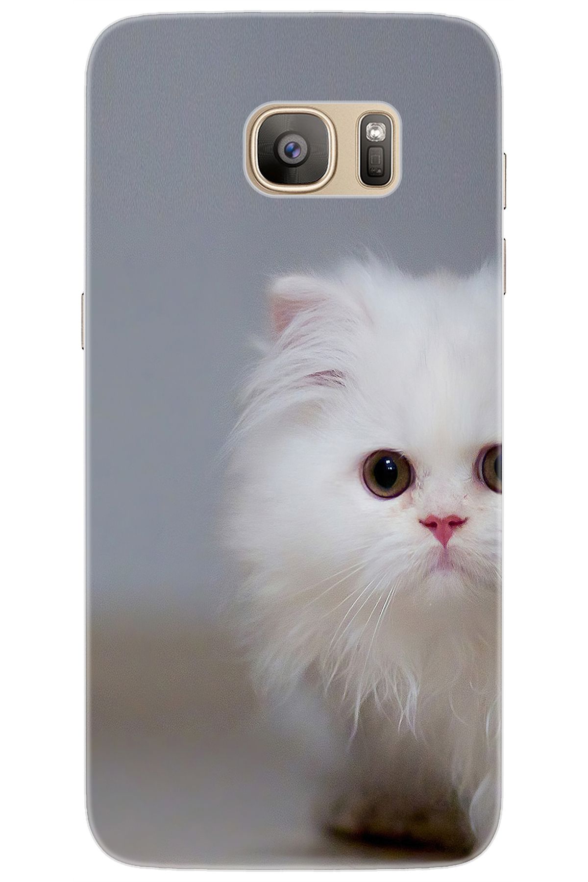 Ceppare Samsung Galaxy S7 EDGE (SM-G935F) Uyumlu Kılıf Desen Baskılı Silikon Beyaz Kedi STK:139 CP-mVWqDVw