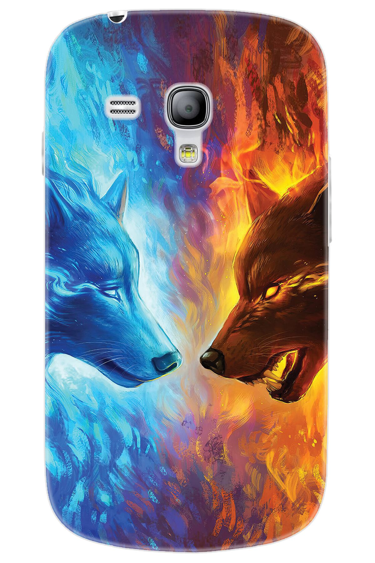 Ceppare Samsung Galaxy S3 Mini (GT-I8190) Uyumlu Kılıf Desenli Silikon Alev ve Kurtlar STK:489 CP-m5DUEV8