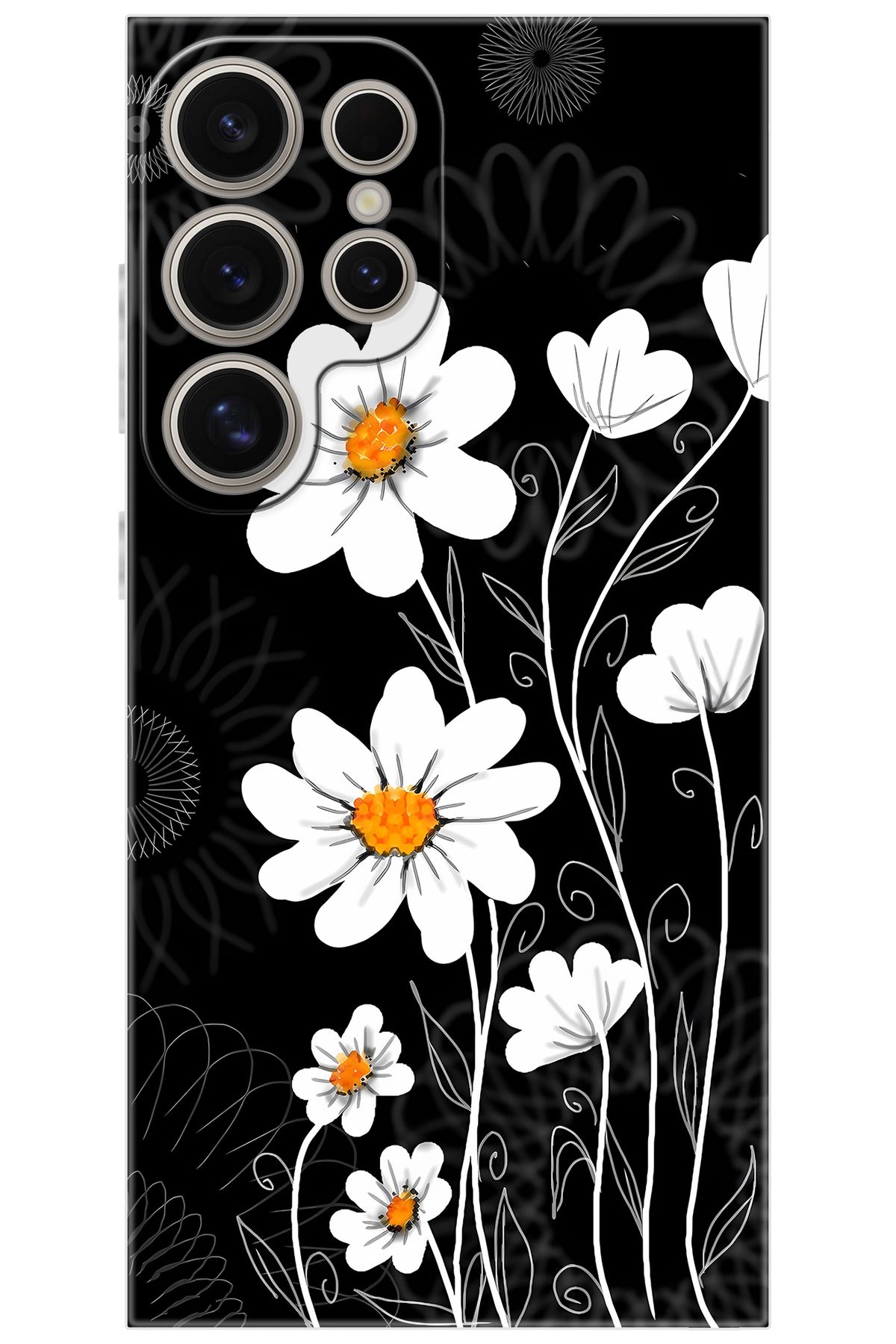 Ceppare Samsung Galaxy S24 ULTRA (SM-S928B) Uyumlu Kılıf Desen Baskılı Silikon Papatya STK:693 CP-uSgRkIG
