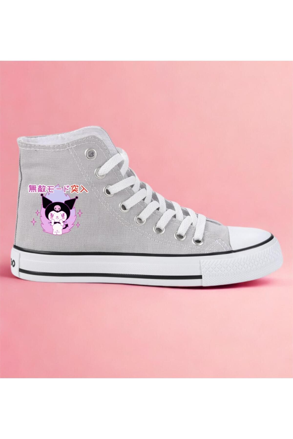 LEVENT ÖZCAN Çince Kuromi Baskılı, Gri Bilekli Spor Ayakkabı, Çocuk Sneaker