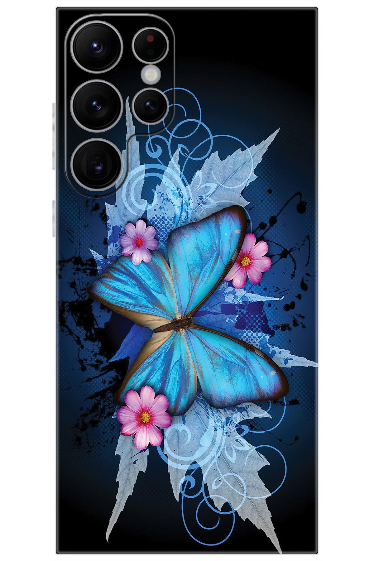 Ceppare Samsung Galaxy S22 ULTRA (SM-S908E) Uyumlu Kılıf Desen Baskı Silikon Kelebek Resim STK550 CP-mynqEkT