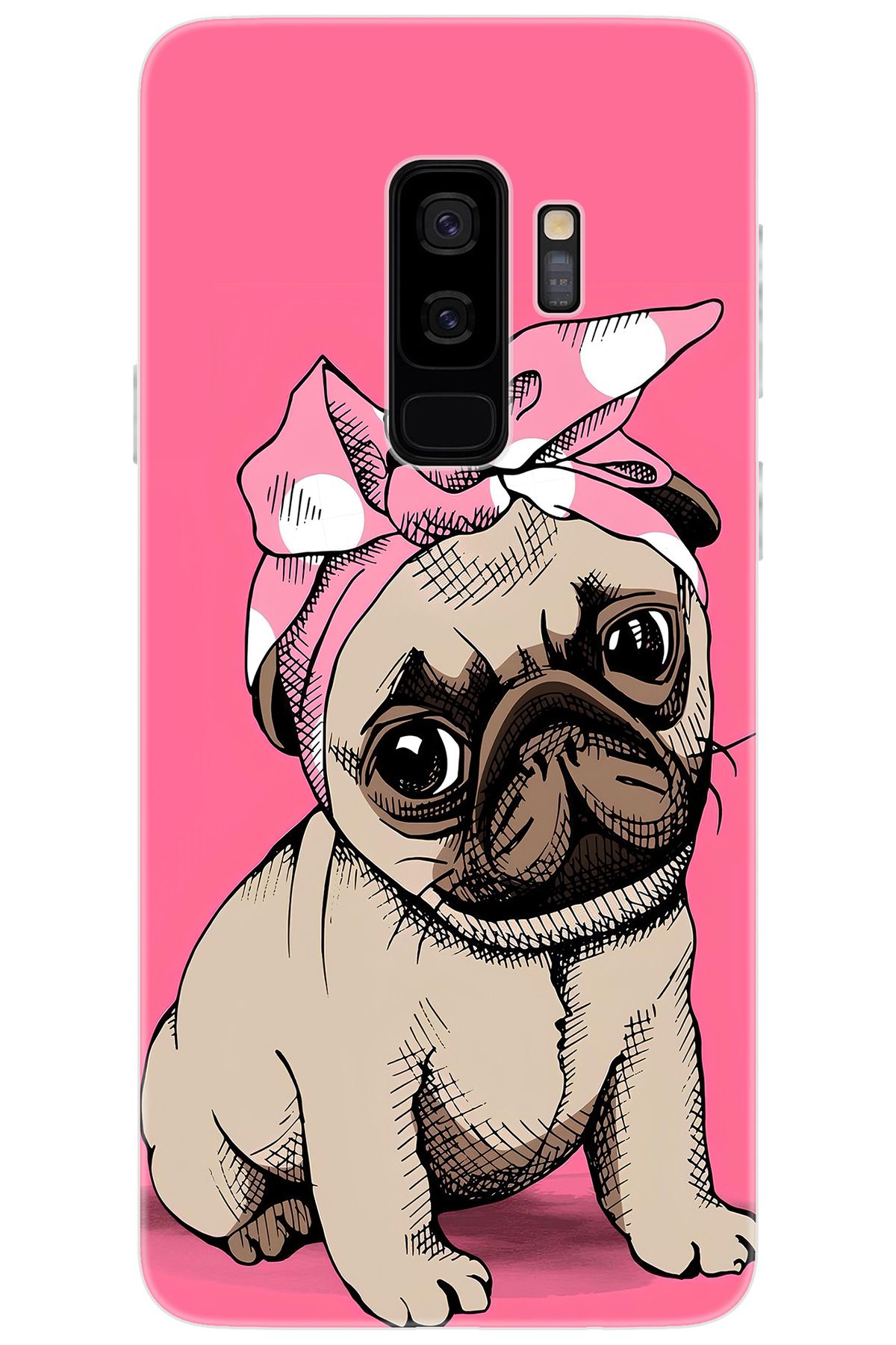 Ceppare Samsung Galaxy S9 PLUS (SM-G965F) Uyumlu Kılıf Desen Baskılı Silikon Sevimli Pug STK:748 CP-wnly1bj