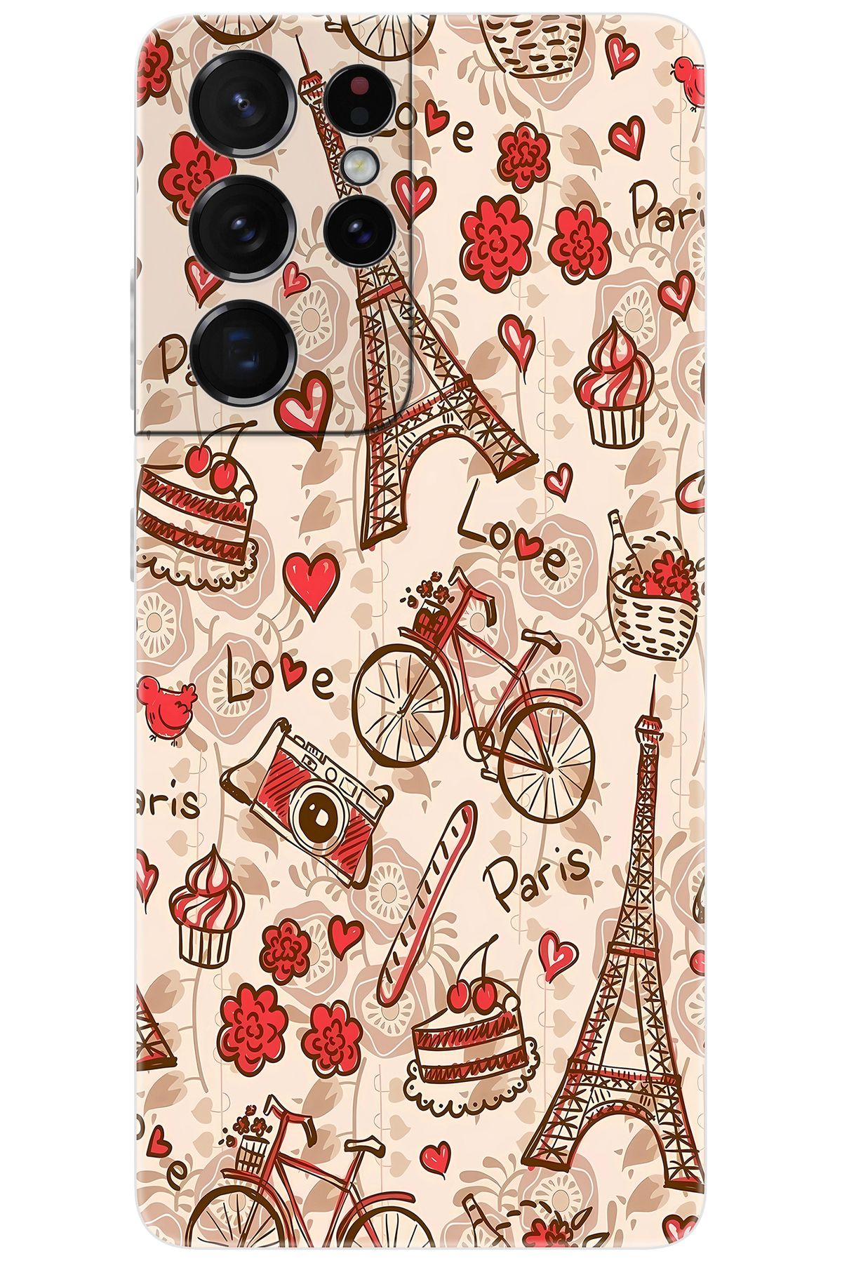 Ceppare Samsung Galaxy S21 ULTRA (SM-G998B) Uyumlu Kılıf Desen Baskı Silikon Eyfel Serisi STK:678 CP-3DPpJ69