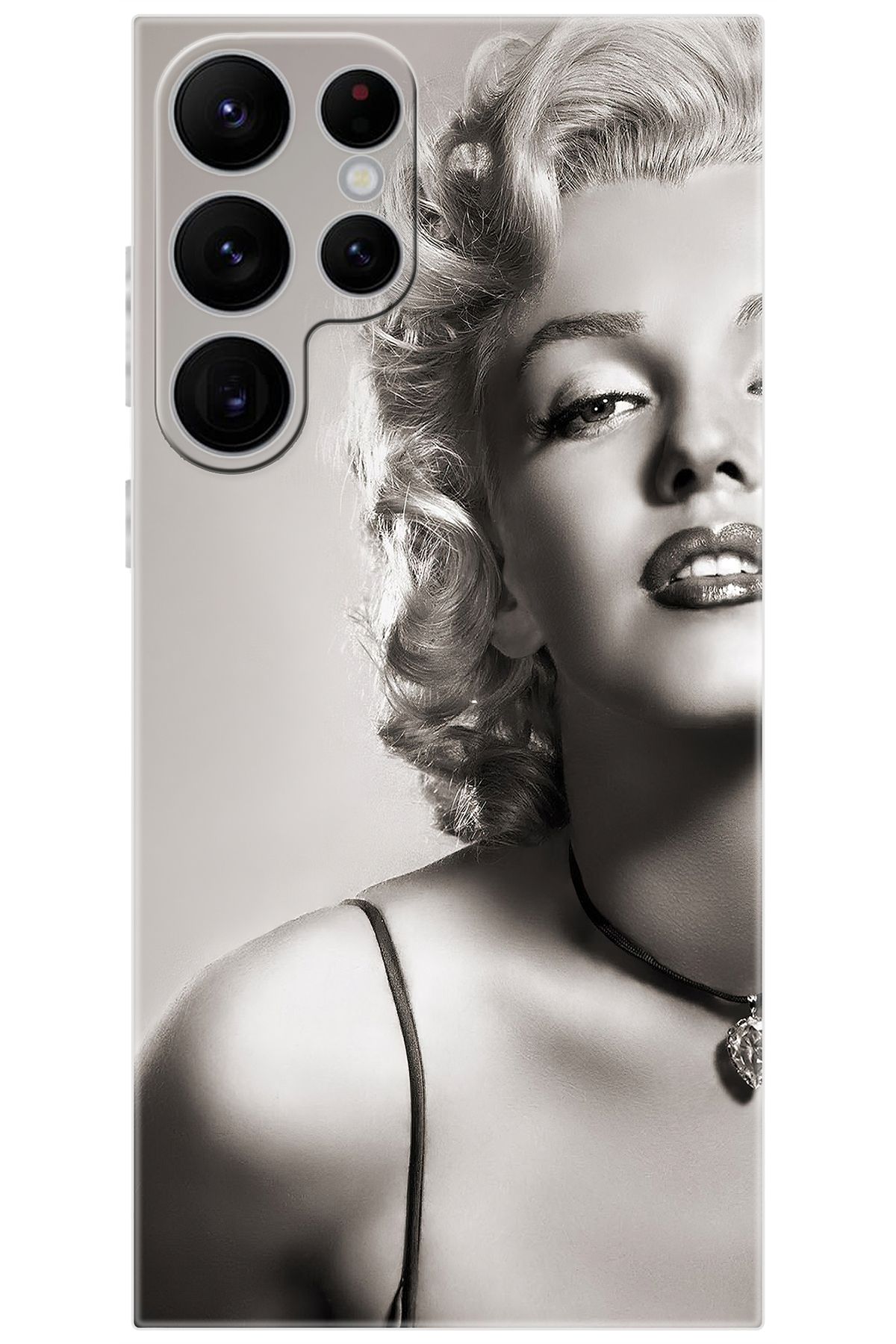 Ceppare Samsung Galaxy S22 ULTRA (SM-S908E) Uyumlu Kılıf Desenli Silikon Marilyn Monroe STK:250 CP-bx3dS5m
