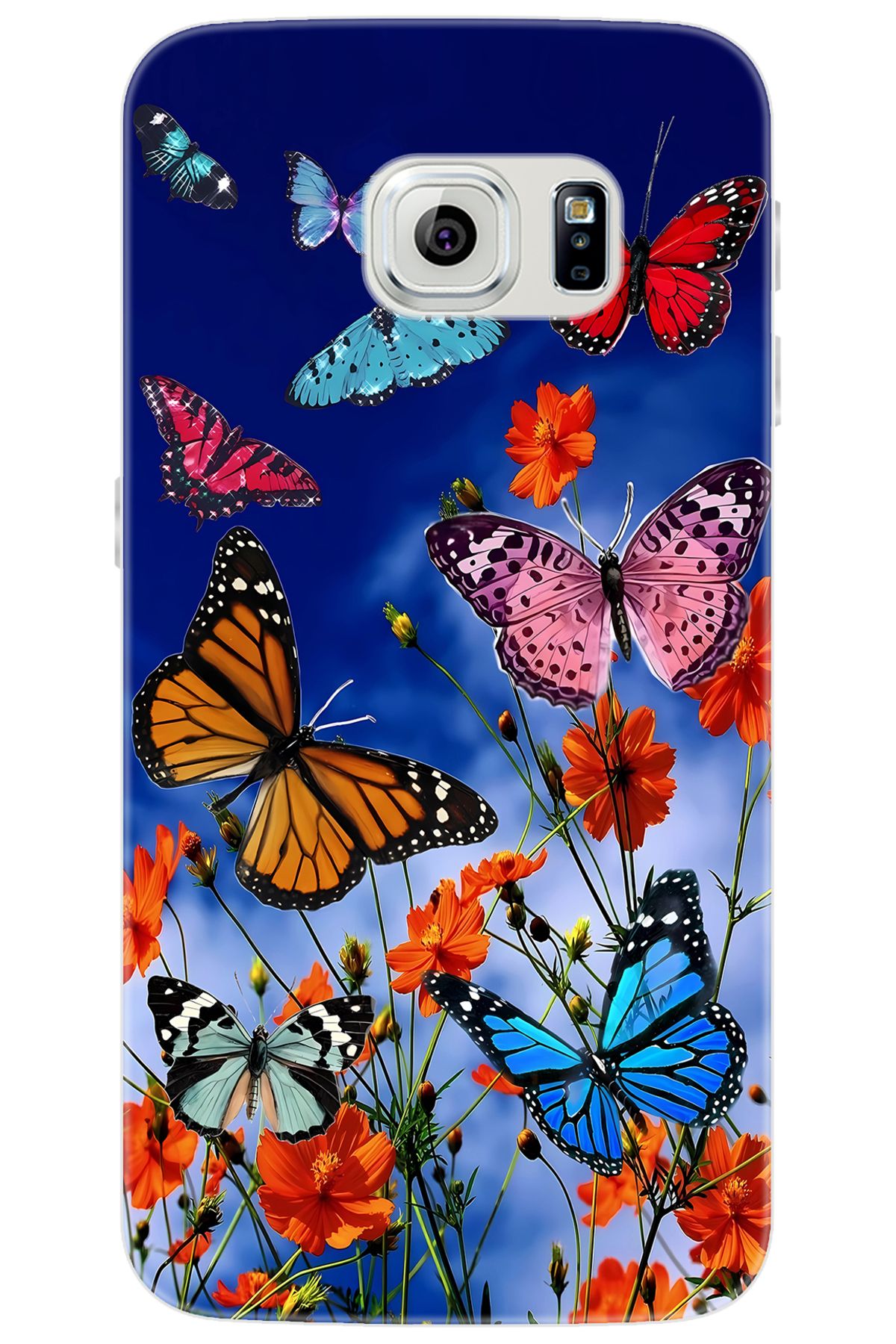 Ceppare Samsung Galaxy S6 EDGE (SM-G925F) Uyumlu Kılıf Desenli Silikon Renkli Kelebekler STK:741 CP-Jsbxqx5
