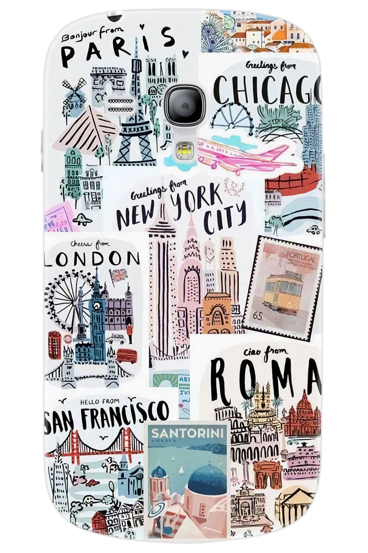 Ceppare Samsung Galaxy S3 Mini (GT-I8190) Uyumlu Kılıf Desen Silikon Newyork Roma London STK:624 CP-jHUTVuV