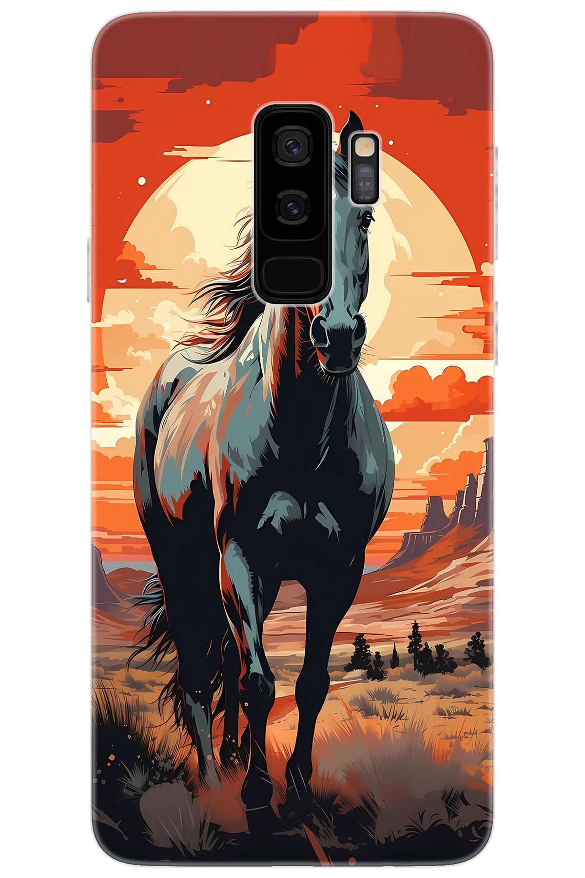 Ceppare Samsung Galaxy S9 PLUS (SM-G965F) Uyumlu Kılıf Desen Baskılı Silikon Western Atı STK:655 CP-Rboglq2