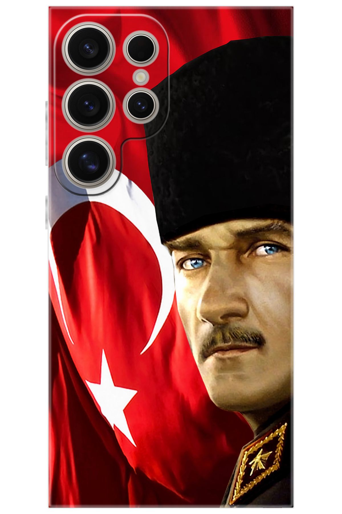 Ceppare Samsung Galaxy S24 ULTRA (SM-S928B) Uyumlu Kılıf Silikon Atatürk ve Türk Bayrağı STK:726 CP-NdWrCKt