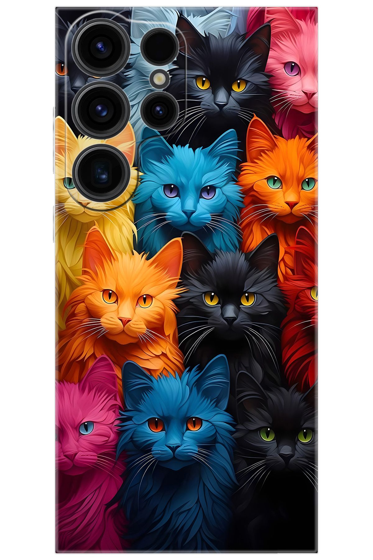 Ceppare Samsung Galaxy S23 ULTRA (SM-S918B) Uyumlu Kılıf Desenli Silikon Renkli Kediler STK:713 CP-tqOVlZg