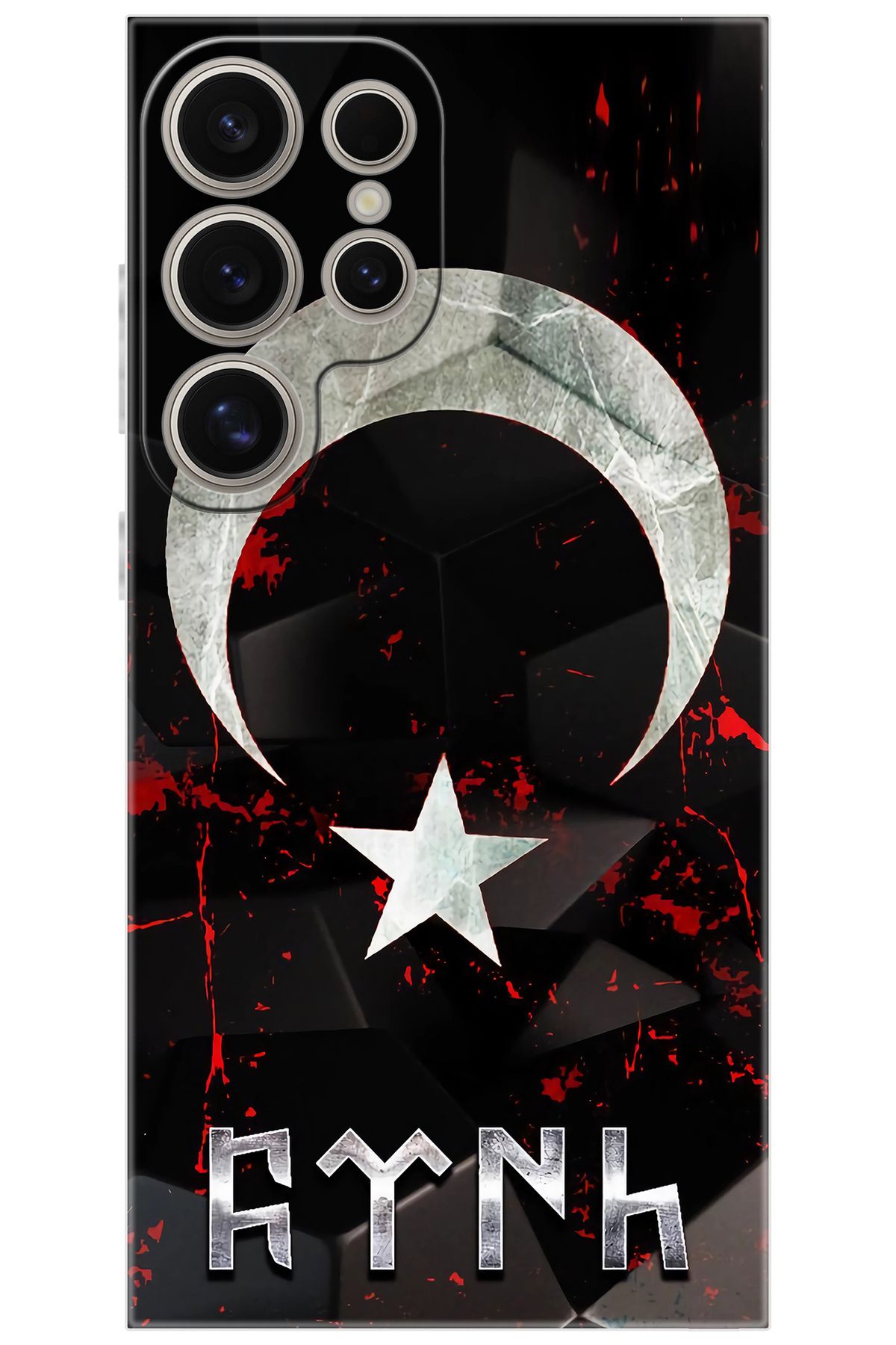 Ceppare Samsung Galaxy S24 ULTRA (SM-S928B) Uyumlu Kılıf Silikon Ay Yıldız ve Göktürkçe Türk S636 CP-F1eL3Vt
