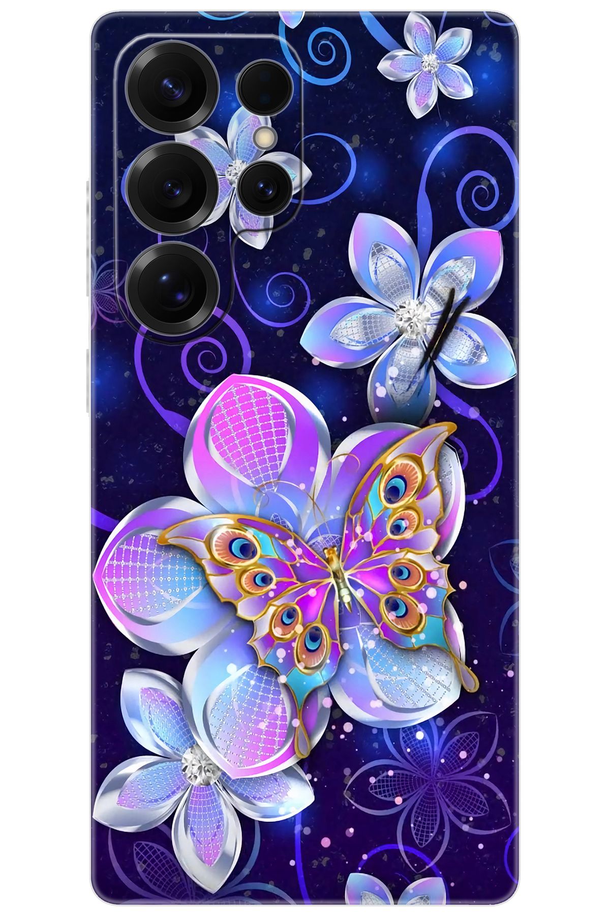 Ceppare Samsung Galaxy S25 ULTRA (SM-S938B) Uyumlu Kılıf Desen Silikon Kelebek ve Çiçekler STK718 CP-qRkXsKZ