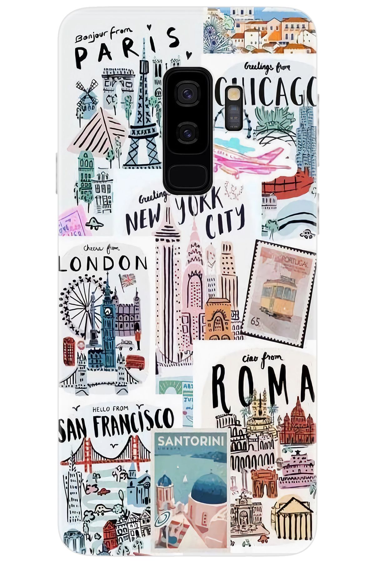 Ceppare Samsung Galaxy S9 PLUS (SM-G965F) Uyumlu Kılıf Desen Silikon Newyork Roma London STK:624 CP-0JriehX
