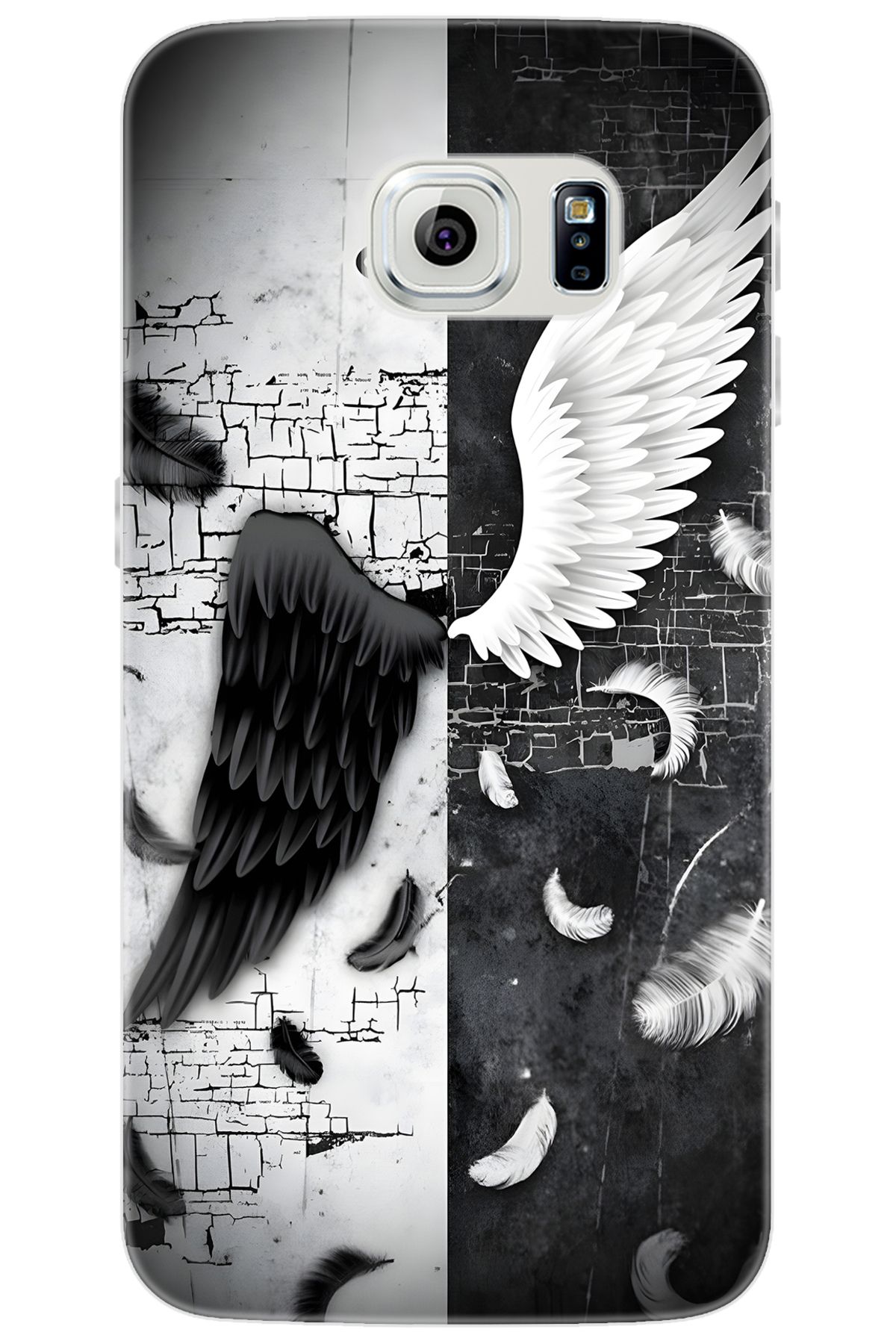 Ceppare Samsung Galaxy S6 EDGE (SM-G925F) Uyumlu Kılıf Desenli Silikon Melek ve Şeytan STK:715 CP-2omIOHd