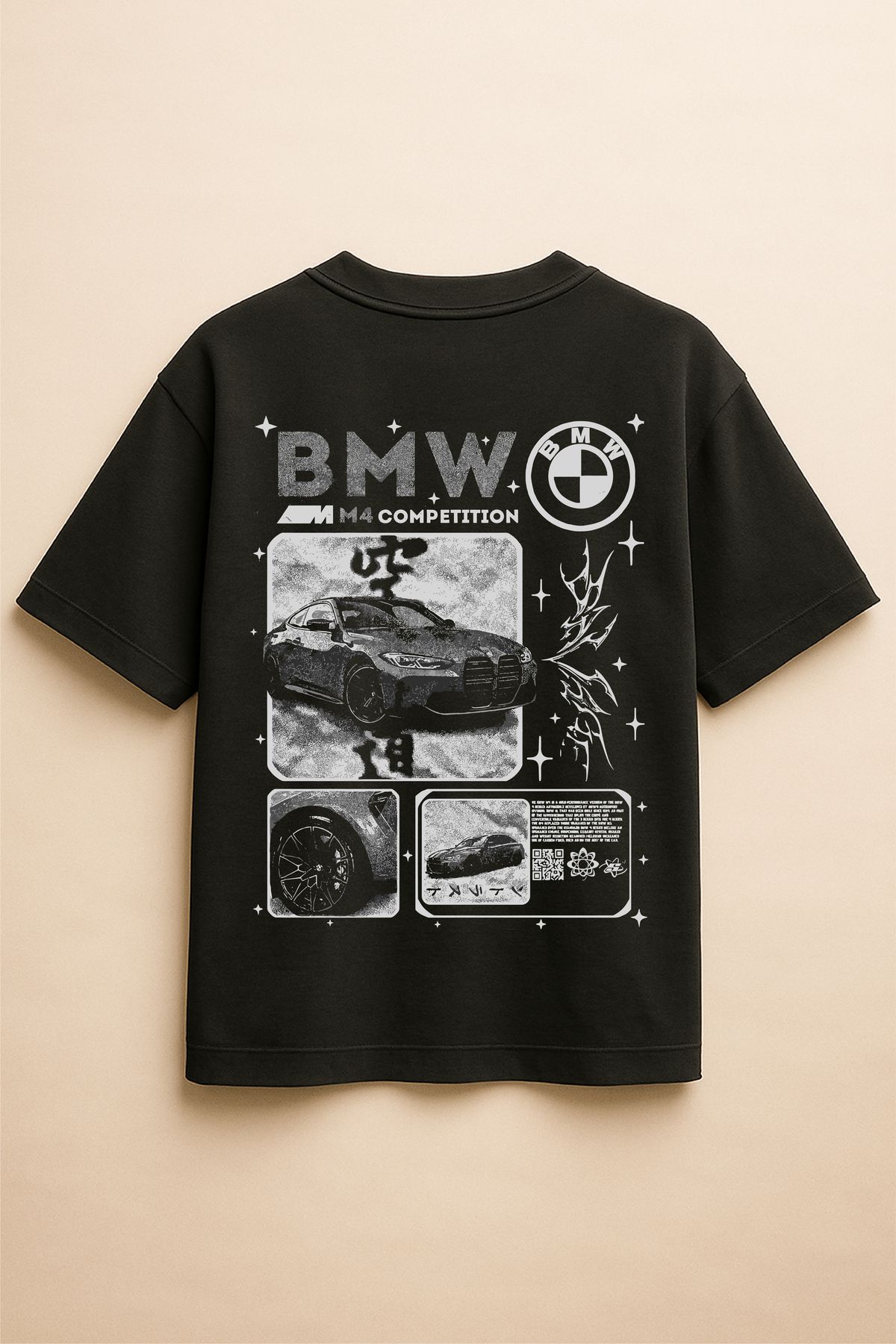 Altair Tr Siyah Renk Oversize Bmw M4 G82 Spor Araba Baskılı Unisex Tişört T-Shirt
