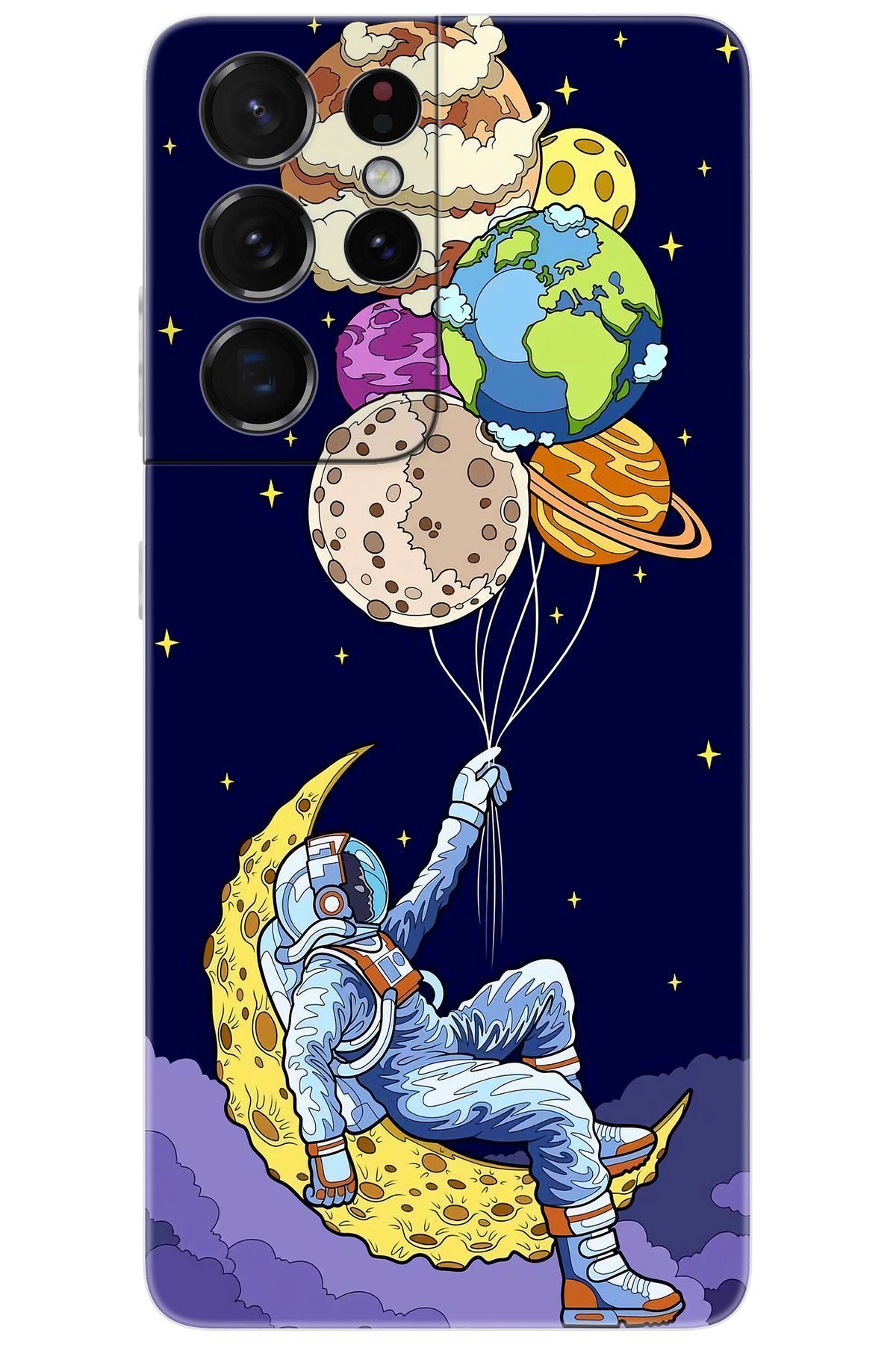 Ceppare Samsung Galaxy S21 ULTRA (SM-G998B) Uyumlu Kılıf Desen Baskılı Silikon Astronot STK:729 CP-4EjRCKt