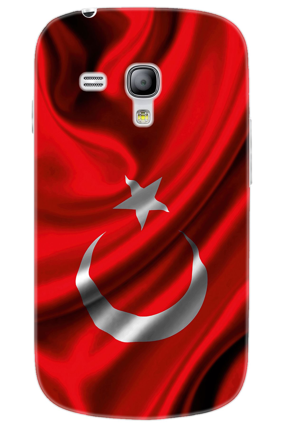 Ceppare Samsung Galaxy S3 Mini (GT-I8190) Uyumlu Kılıf Silikon Dalgalı Türk Bayrağı STK:369 CP-ZpqGK90