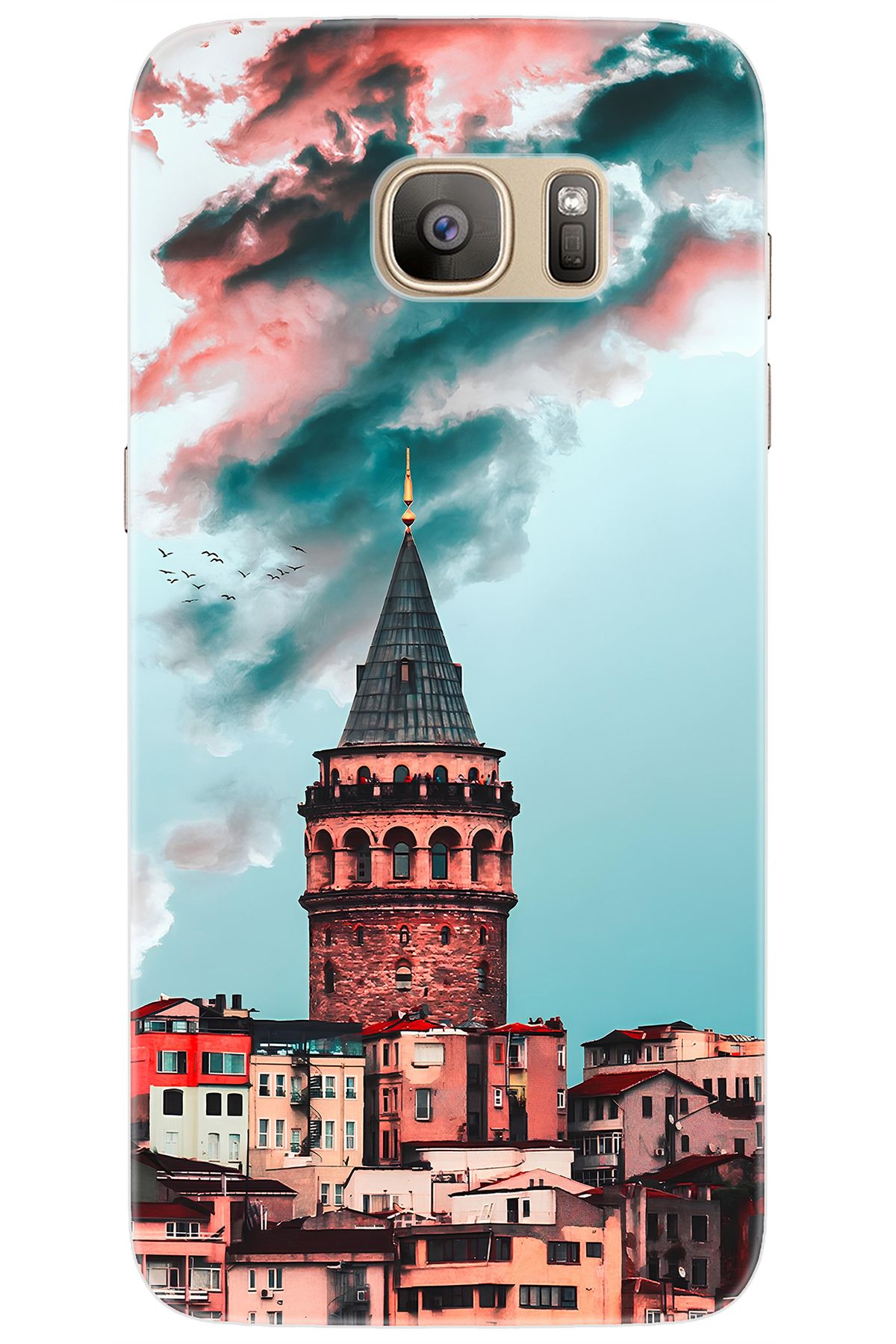 Ceppare Samsung Galaxy S7 EDGE (SM-G935F) Uyumlu Kılıf Desen Baskı Silikon Galata Kulesi STK:688 CP-P2fyrkU