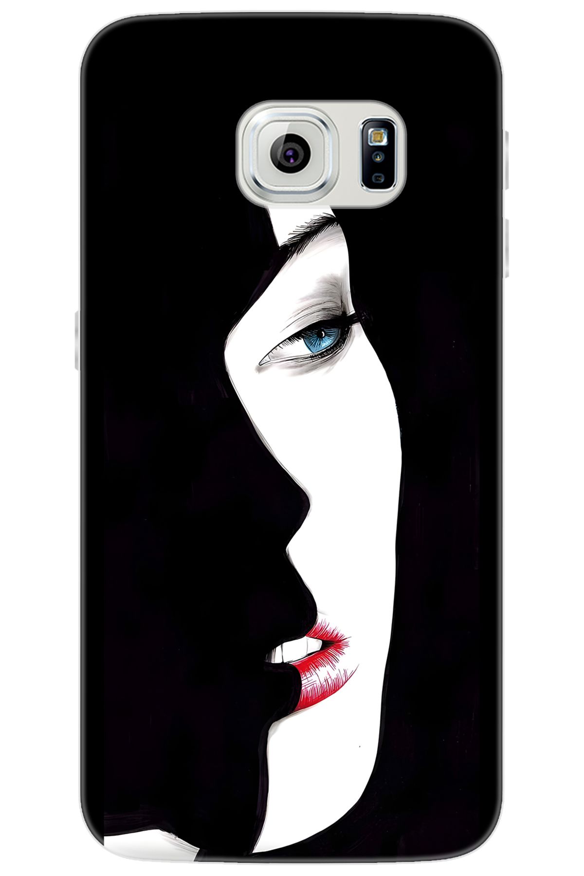 Ceppare Samsung Galaxy S6 EDGE (SM-G925F) Uyumlu Kılıf Desenli Silikon Siyah Beyaz Kadın STK:635 CP-spPuax5